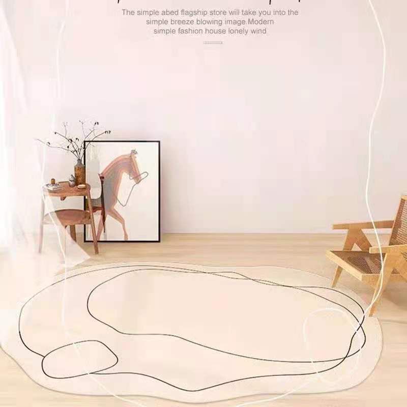 Carpet Simple Thickened Densified Odorless Machine Washable Area Rug for Living Room Irregular Shape Milky White 80x120cm/31.5x47.2in - Image 6
