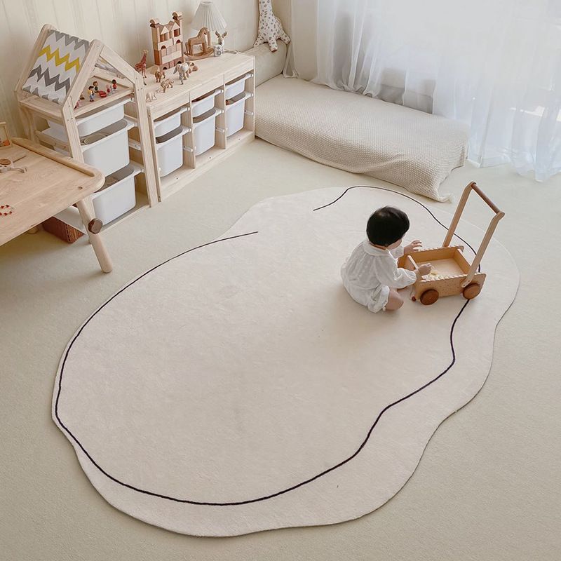 Carpet Simple Thickened Densified Odorless Machine Washable Area Rug for Living Room Irregular Shape Milky White 120x160cm/47.2x63in - Image 2