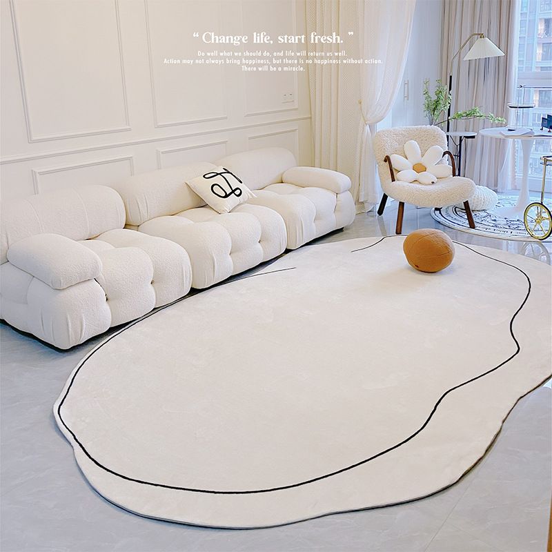 Carpet Simple Thickened Densified Odorless Machine Washable Area Rug for Living Room Irregular Shape Milky White 120x160cm/47.2x63in - Image 3