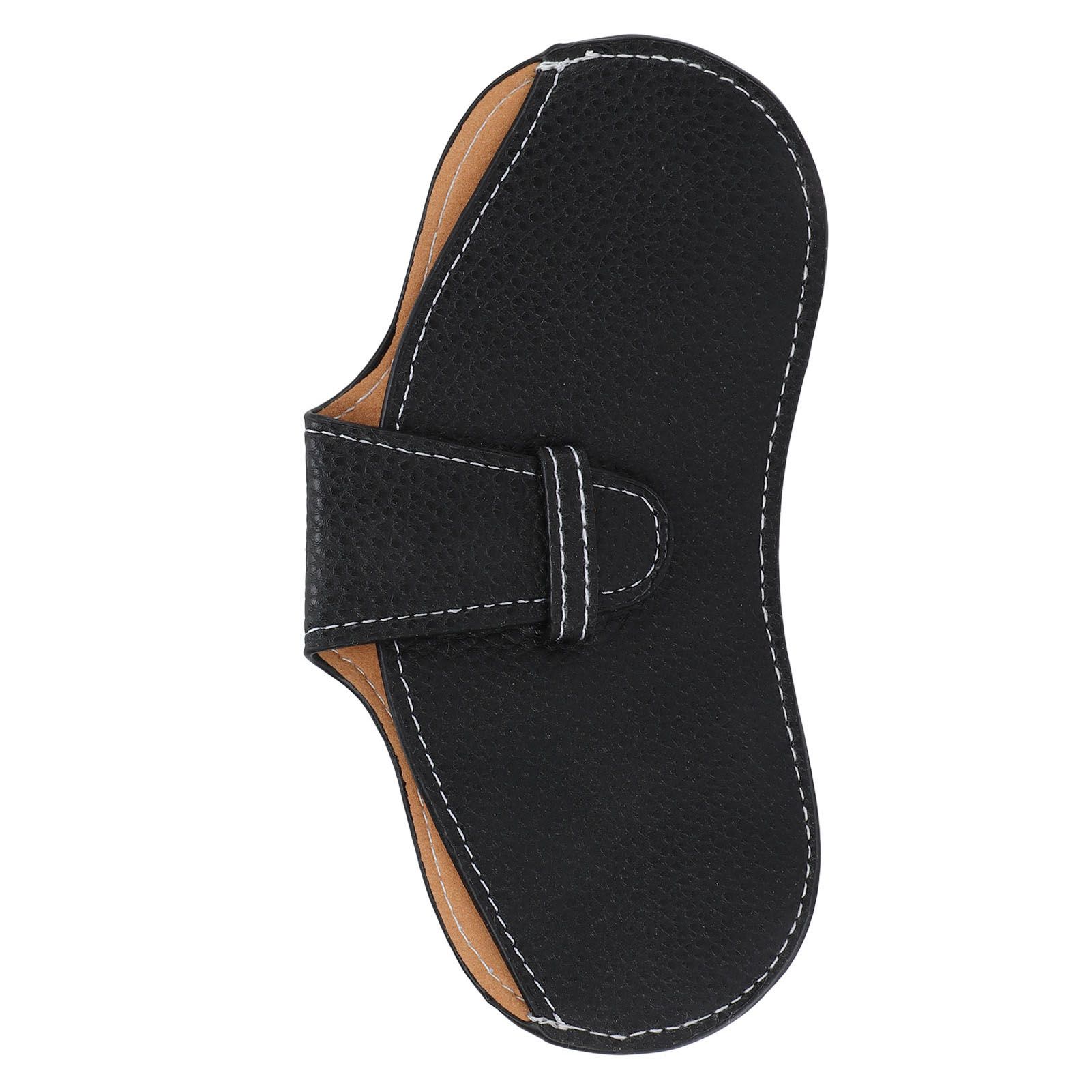 Leather Sunglasses Case Portable PU Leather Eyeglass Case Leather Wear Resistant Simple Eyeglass Case for Sunglasses Black - Image 2