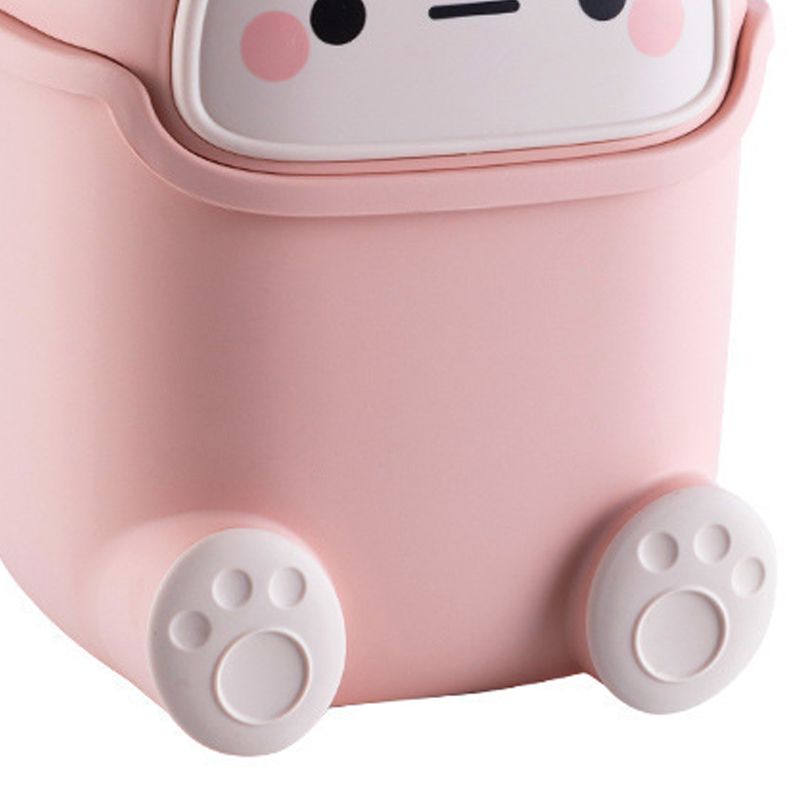 Desktop Trash Can Plastic Mini Lovely Living Room Dining Table Wastebasket with Lid for Home Pink Little Elk - Image 3