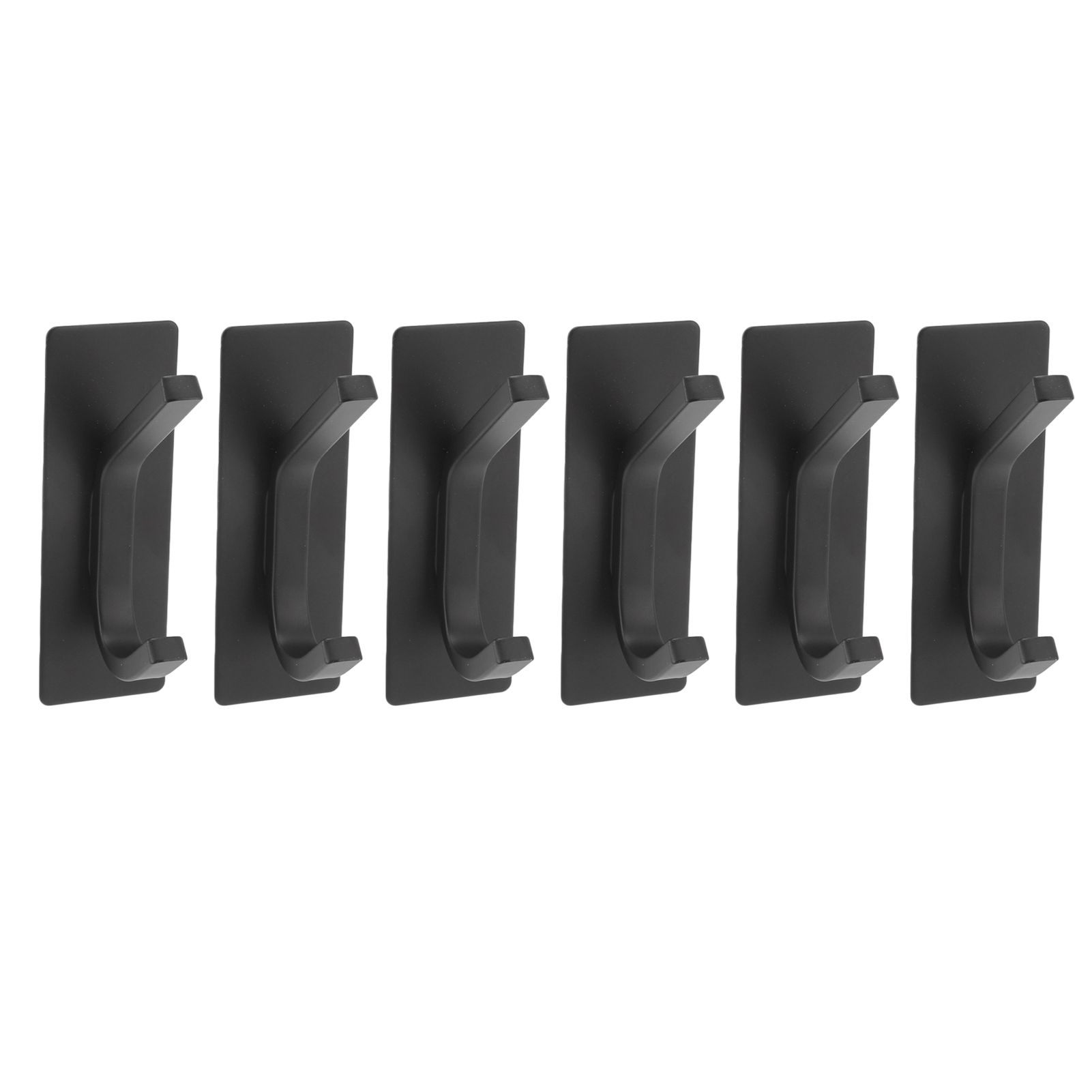 6Pcs Adhesive Hook Stainless Steel Dual Prong Wall Mounted Black for Towel Clothes - Image 1
