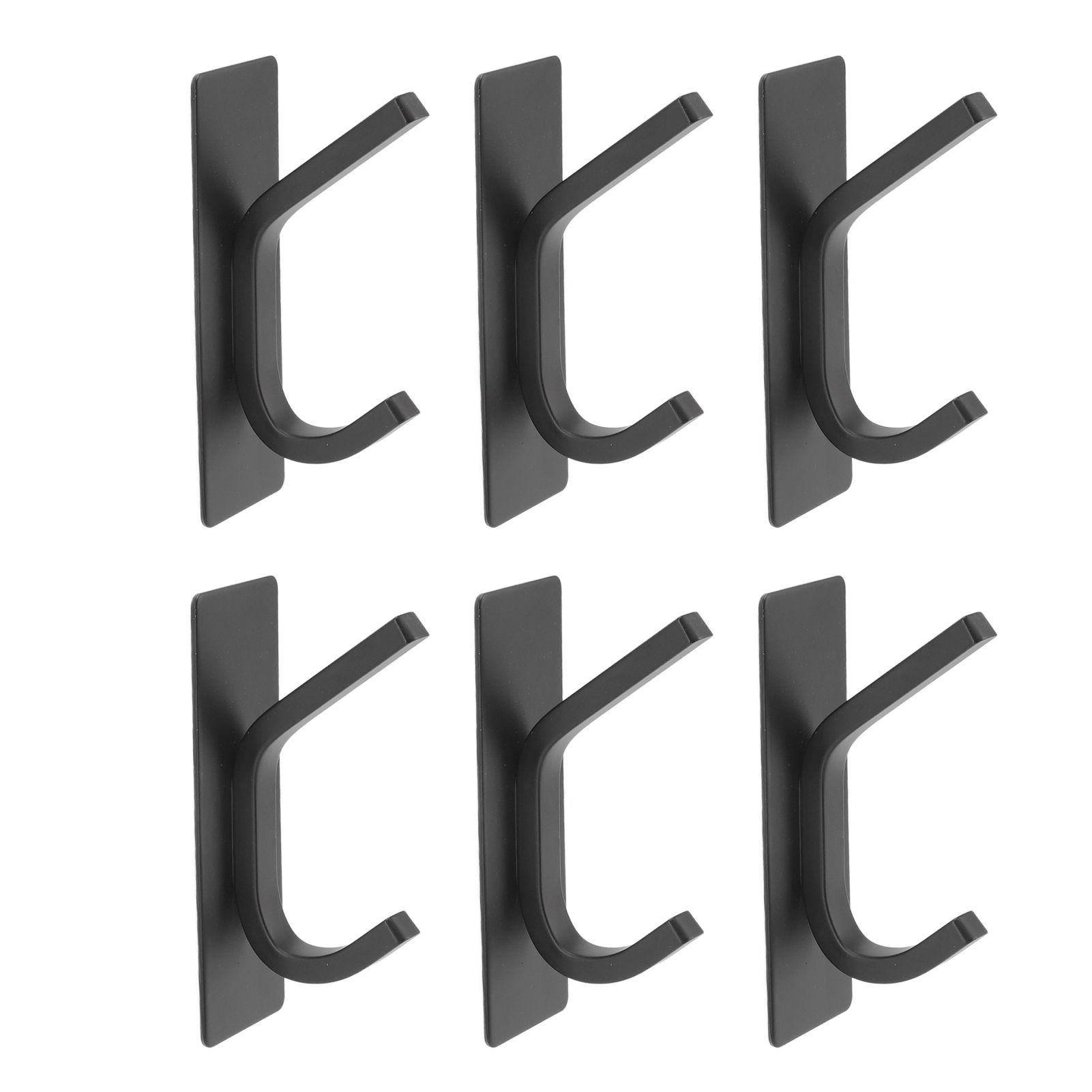6Pcs Adhesive Hook Stainless Steel Dual Prong Wall Mounted Black for Towel Clothes - Image 8