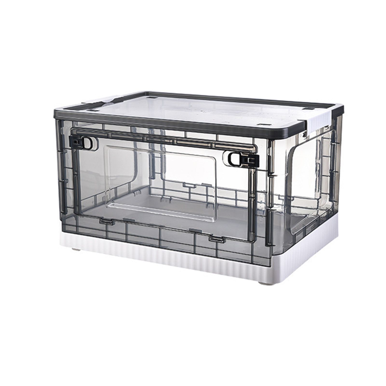 Storage Box Side Doors Clear Large Capacity Container with Wheel for Home Office Tea White 3 Door 27L - Image 1