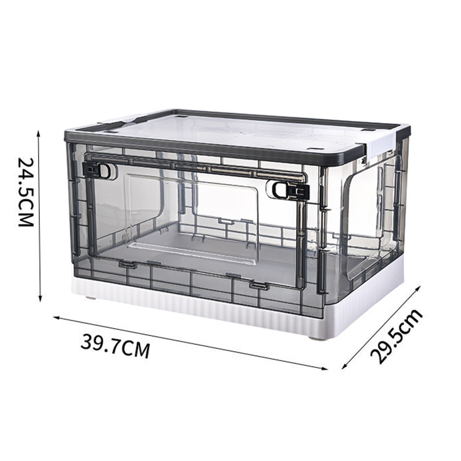 Storage Box Side Doors Clear Large Capacity Container with Wheel for Home Office Tea White 3 Door 27L - Image 2