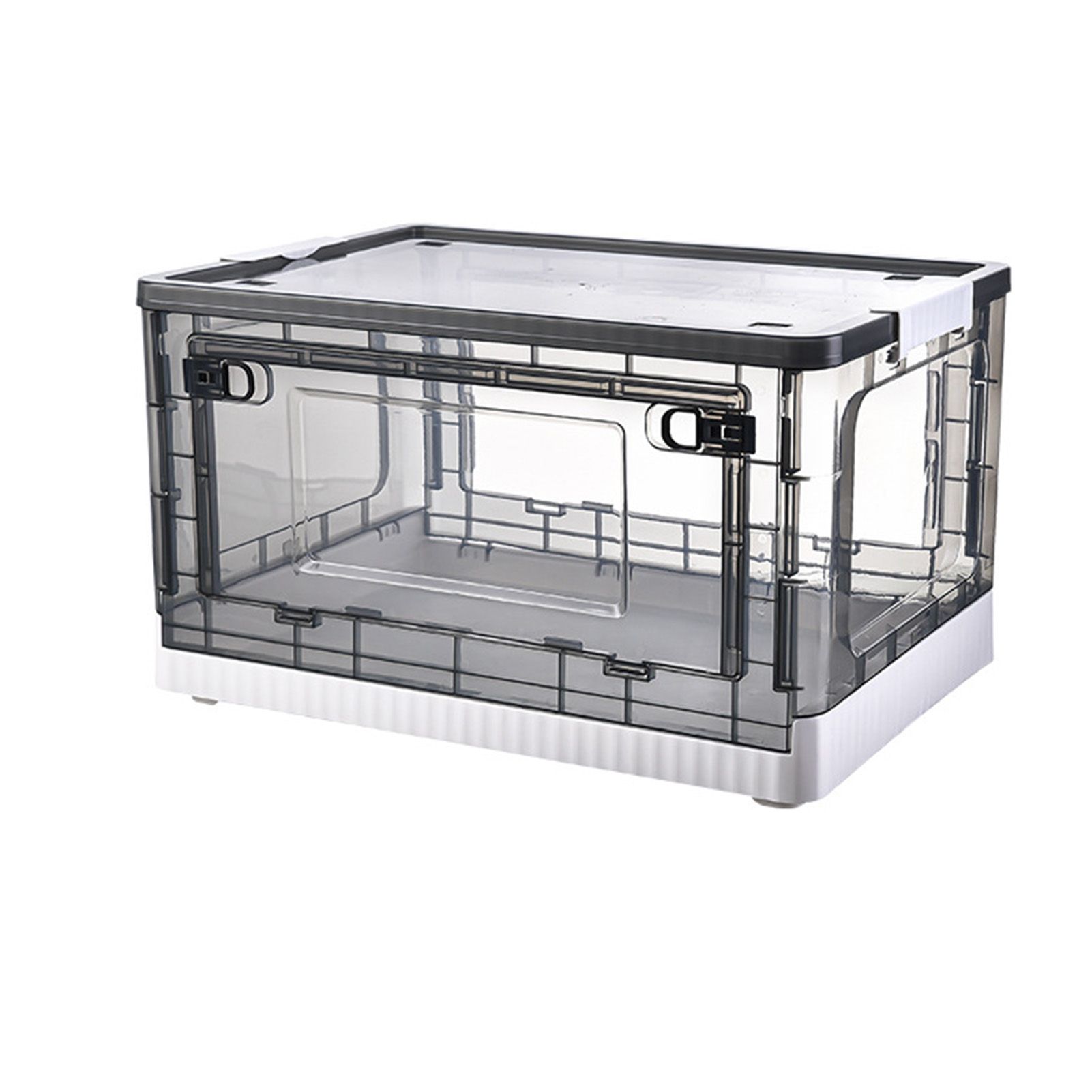 Storage Box Side Doors Clear Large Capacity Container with Wheel for Home Office Tea White 3 Door 55L - Image 1