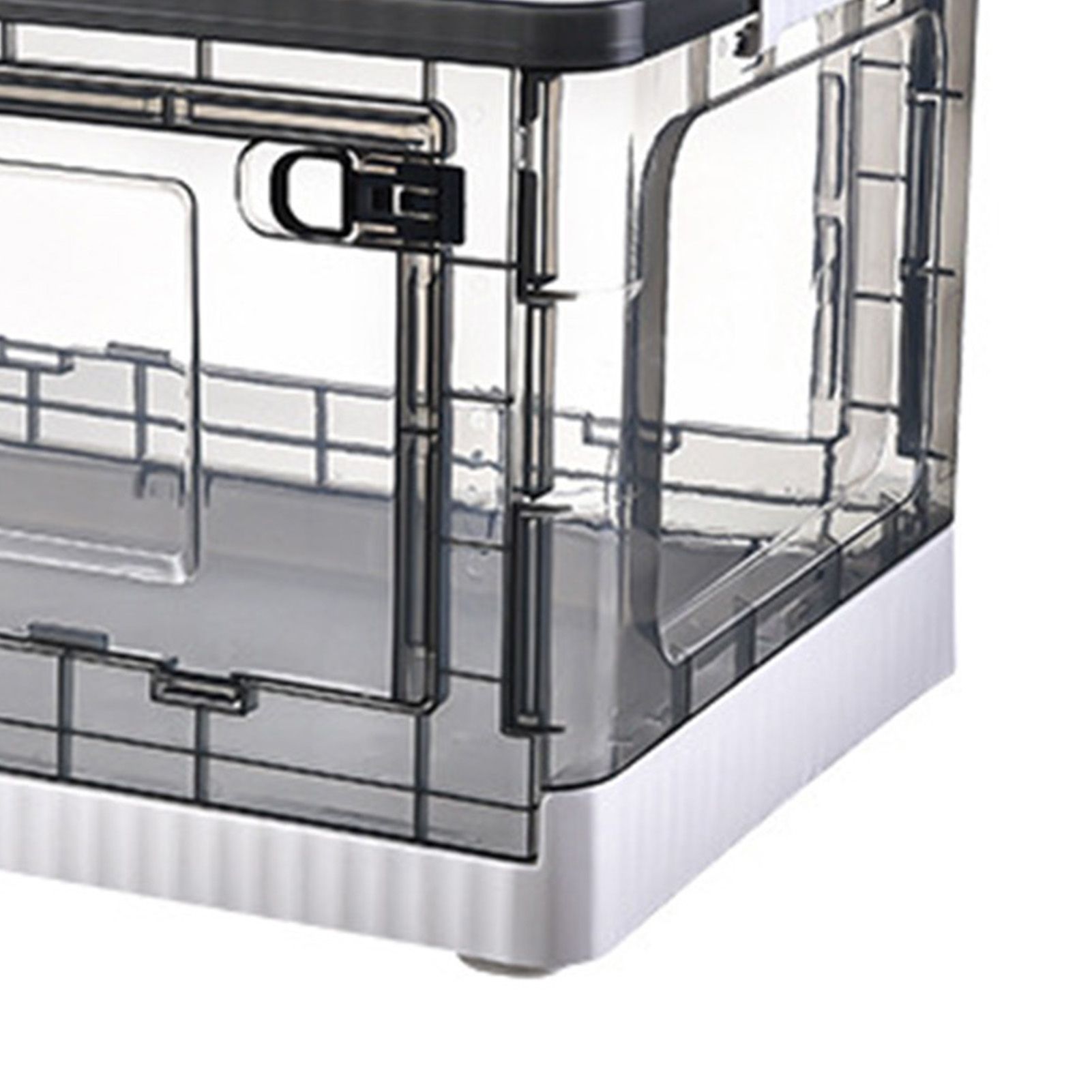 Storage Box Side Doors Clear Large Capacity Container with Wheel for Home Office Tea White 3 Door 55L - Image 3