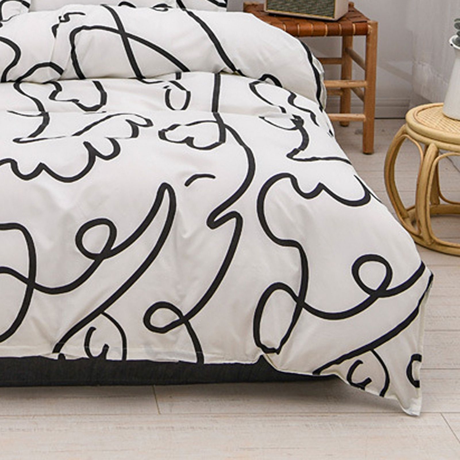 Home Bed Set 3pcs Thickened Brushed Simple Style Breathable Skin Friendly Cotton Bedding Comforter Sets Impressionism 1.2m (4ft) Bed - Image 3