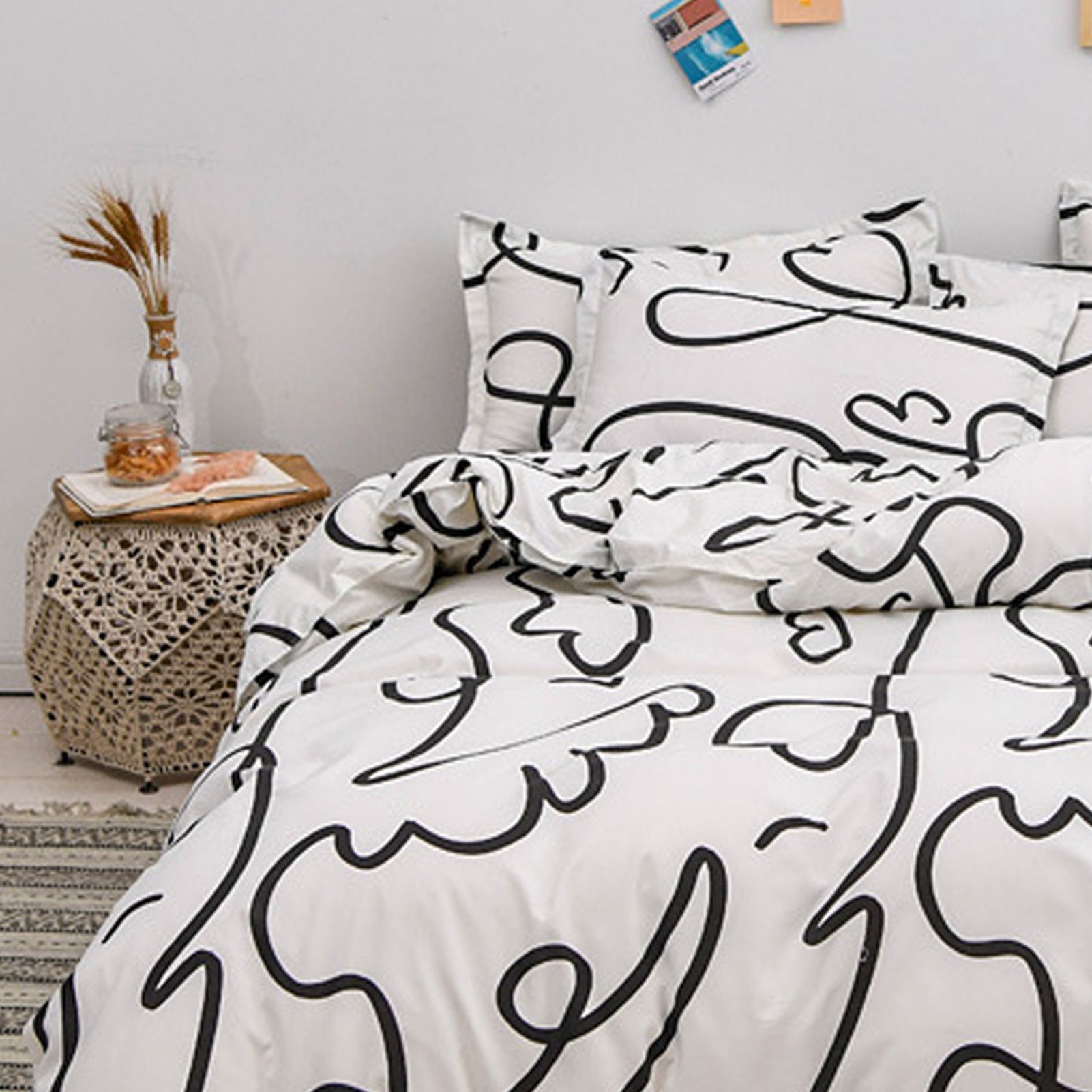 Home Bed Set 3pcs Thickened Brushed Simple Style Breathable Skin Friendly Cotton Bedding Comforter Sets Impressionism 1.2m (4ft) Bed - Image 4