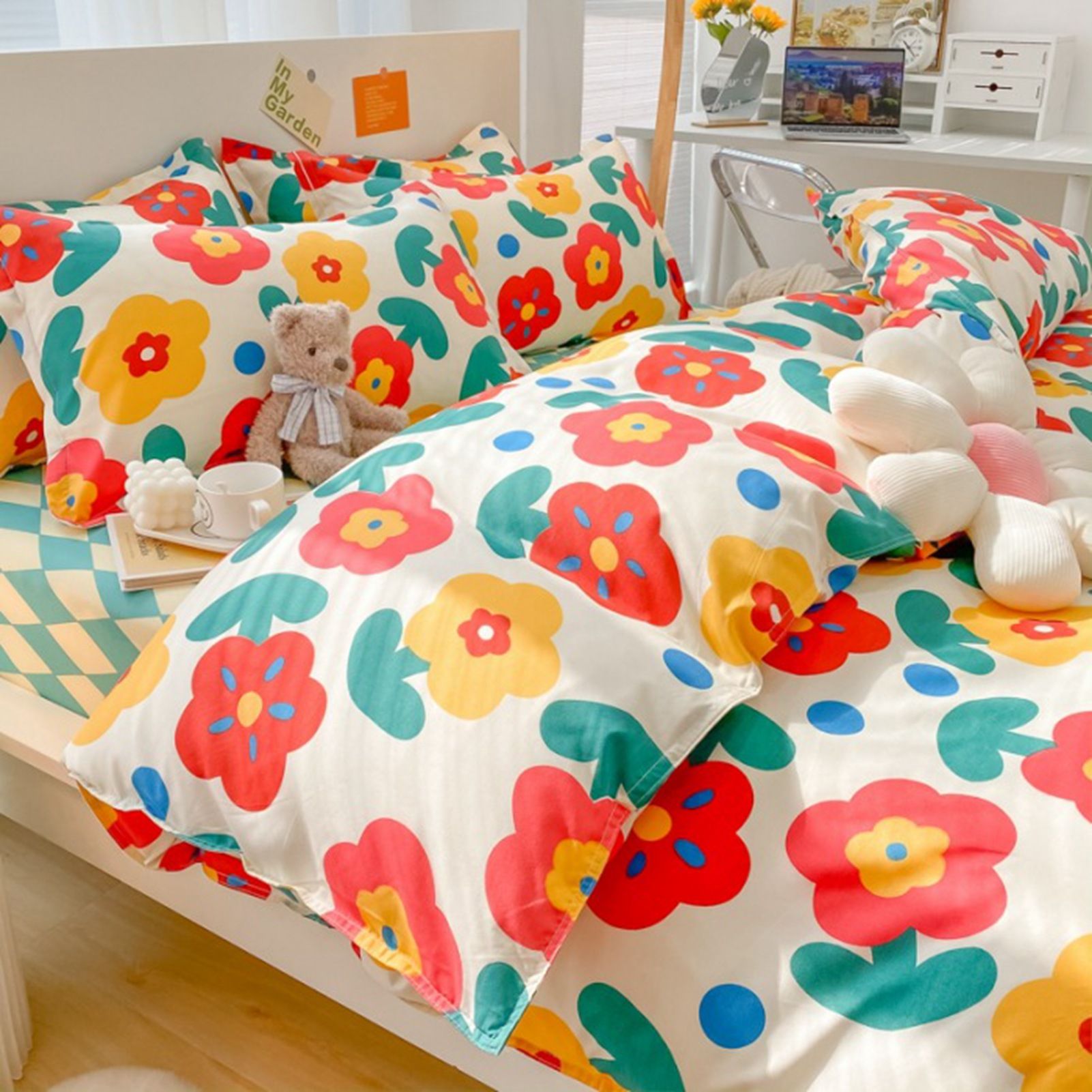 Home Bed Set 4pcs Thickened Brushed Simple Style Breathable Skin Friendly Cotton Bedding Comforter Sets - Image 1