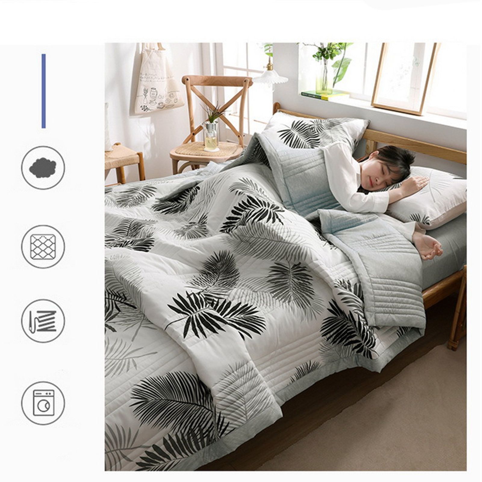 Air Conditioner Quilt Washable Cotton Lightweight Quilt Summer Comforter for Children Adult Type 1 150x200cm - Image 4