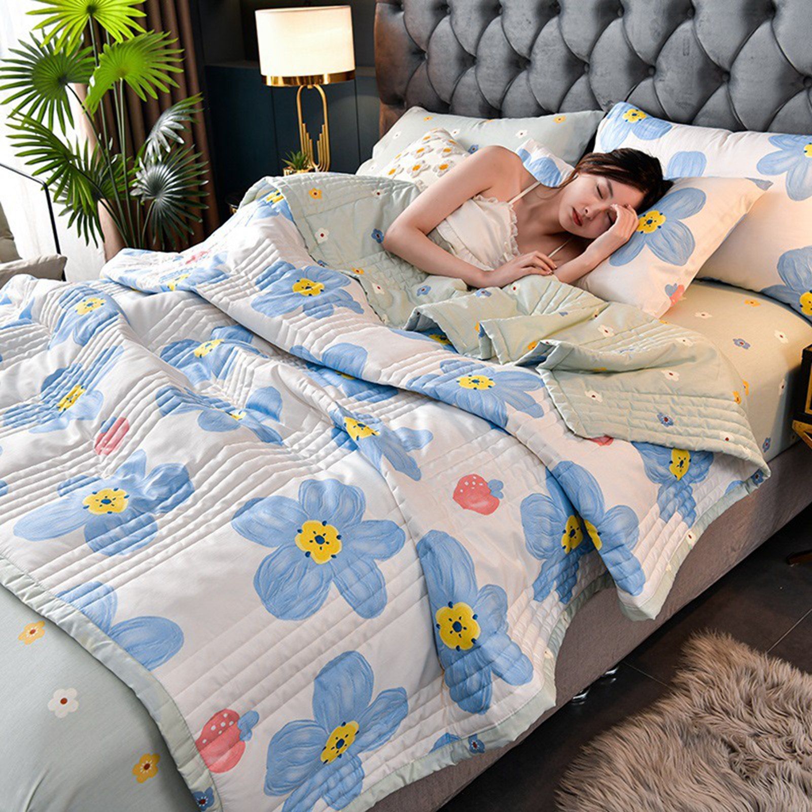 Air Conditioner Quilt Washable Cotton Lightweight Quilt Summer Comforter for Children Adult Type 4 150x200cm - Image 1