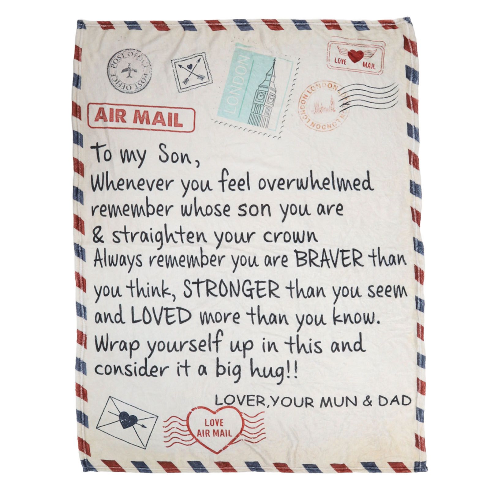 to My Son Blanket Double Sided Soft Skin Friendly Keep Warm Letter Blanket Expressing Love Air Conditioning Blanket C20220119 1 150x100cm - Image 1