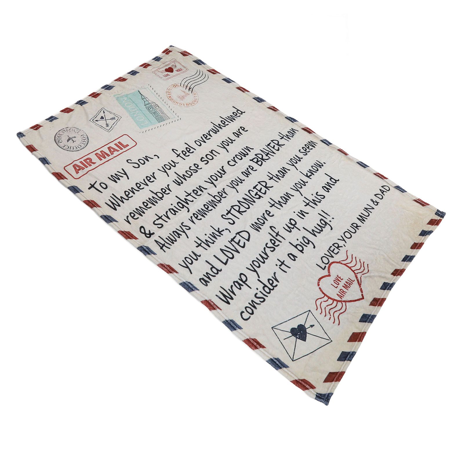 to My Son Blanket Double Sided Soft Skin Friendly Keep Warm Letter Blanket Expressing Love Air Conditioning Blanket C20220119 1 150x100cm - Image 3