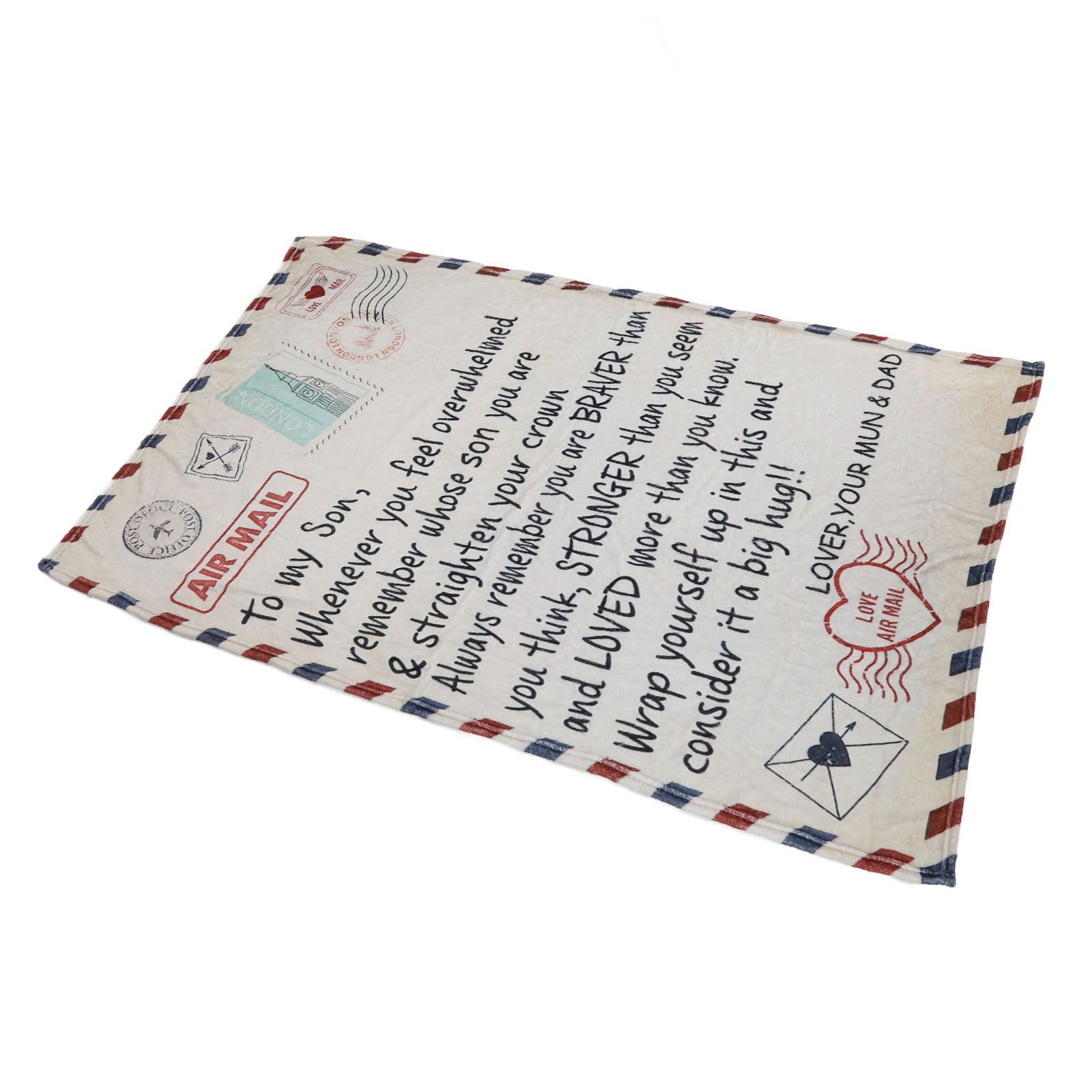 to My Son Blanket Double Sided Soft Skin Friendly Keep Warm Letter Blanket Expressing Love Air Conditioning Blanket C20220119 1 150x220cm - Image 2