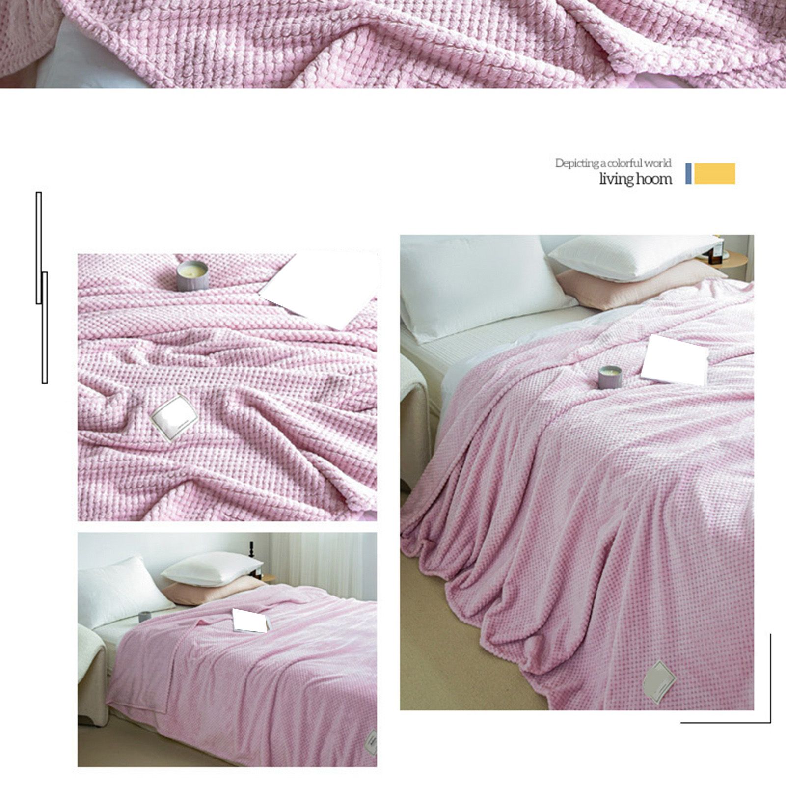 Cooling Blanket Milk Fleece Lattice Jacquard Blanket Summer Cold Single Nap Blanket for Sofa Bed Office Bean Paste Color 150x200cm - Image 3