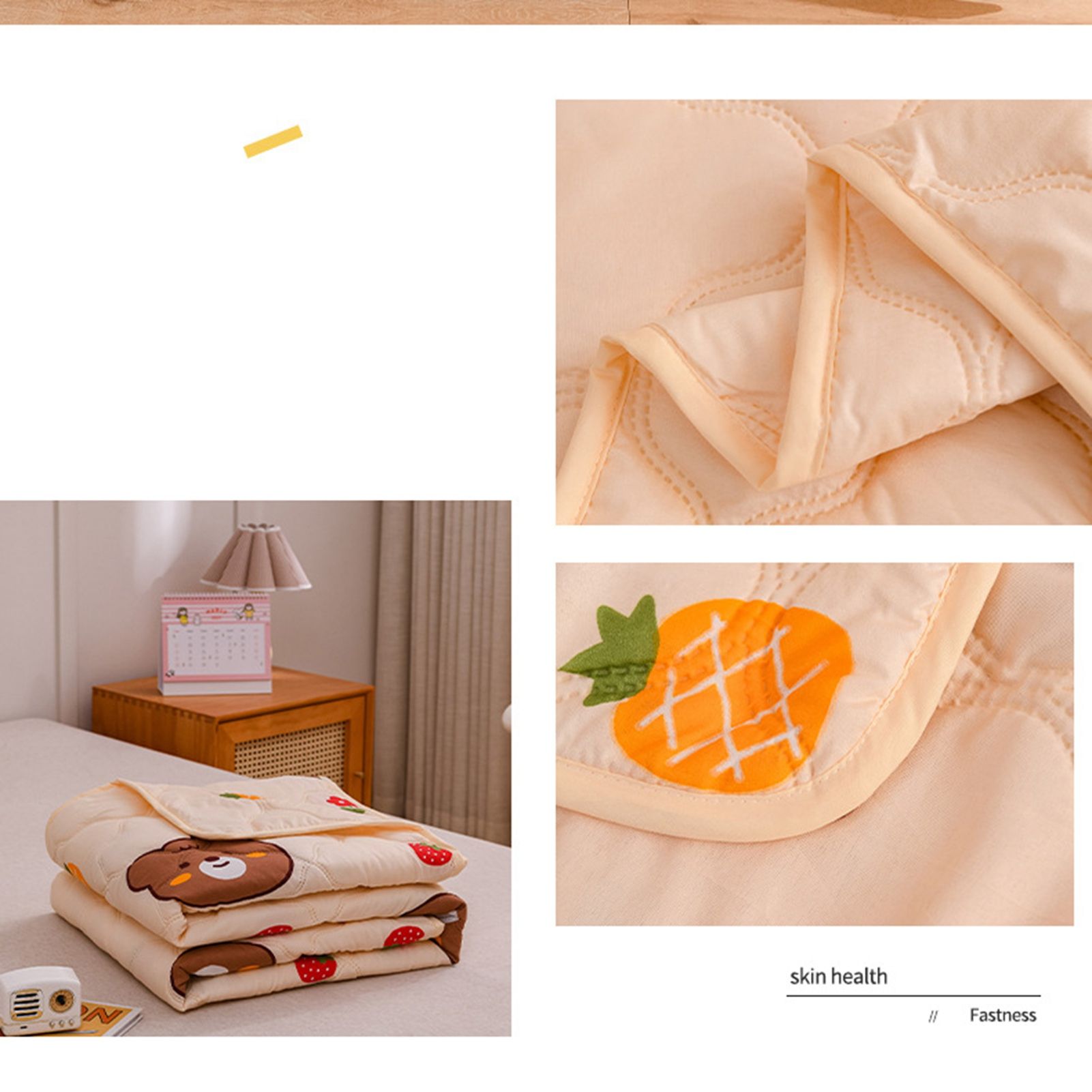 Cotton Quilt Washable Embroidery Ultrasonic Quilting Skin Friendly Cotton Comfortable Breathable Summer Quilt Bear 180x200cm - Image 3