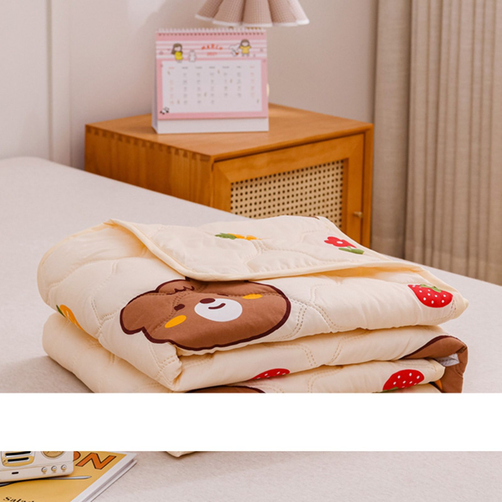 Cotton Quilt Washable Embroidery Ultrasonic Quilting Skin Friendly Cotton Comfortable Breathable Summer Quilt Bear 180x200cm - Image 5