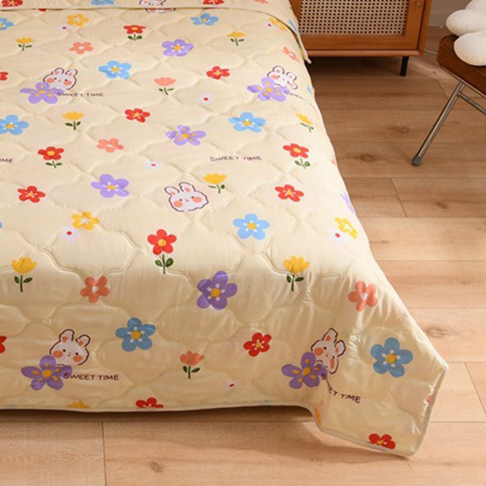Cotton Quilt Washable Embroidery Ultrasonic Quilting Skin Friendly Cotton Comfortable Breathable Summer Quilt Flowers 180x200cm - Image 3