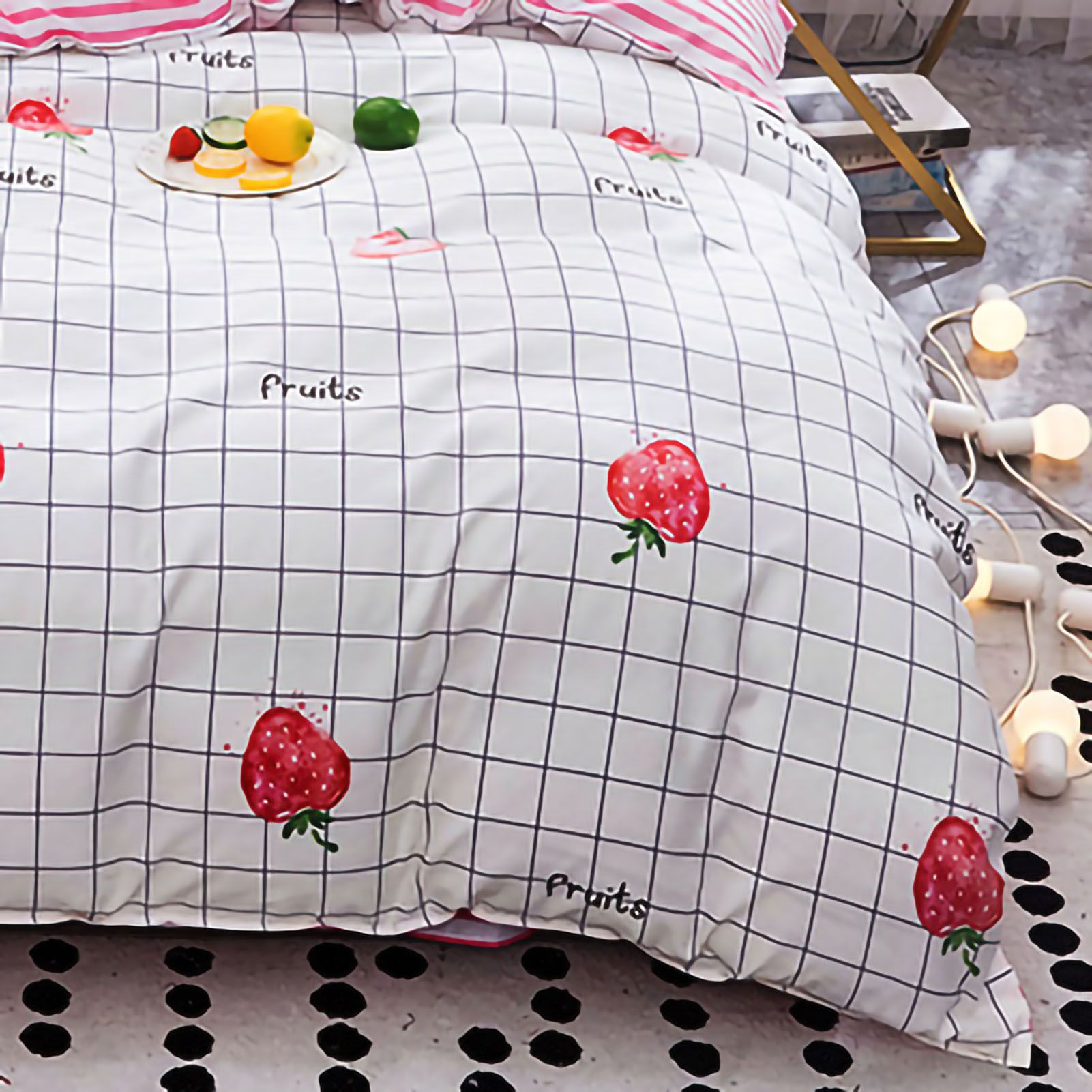 Skin Friendly Quilt Cover Thickened Polyester Soft Brushed Duvet Cover Quilt Bedding for Dormitory Bedroom Fruit 150x200cm - Image 2