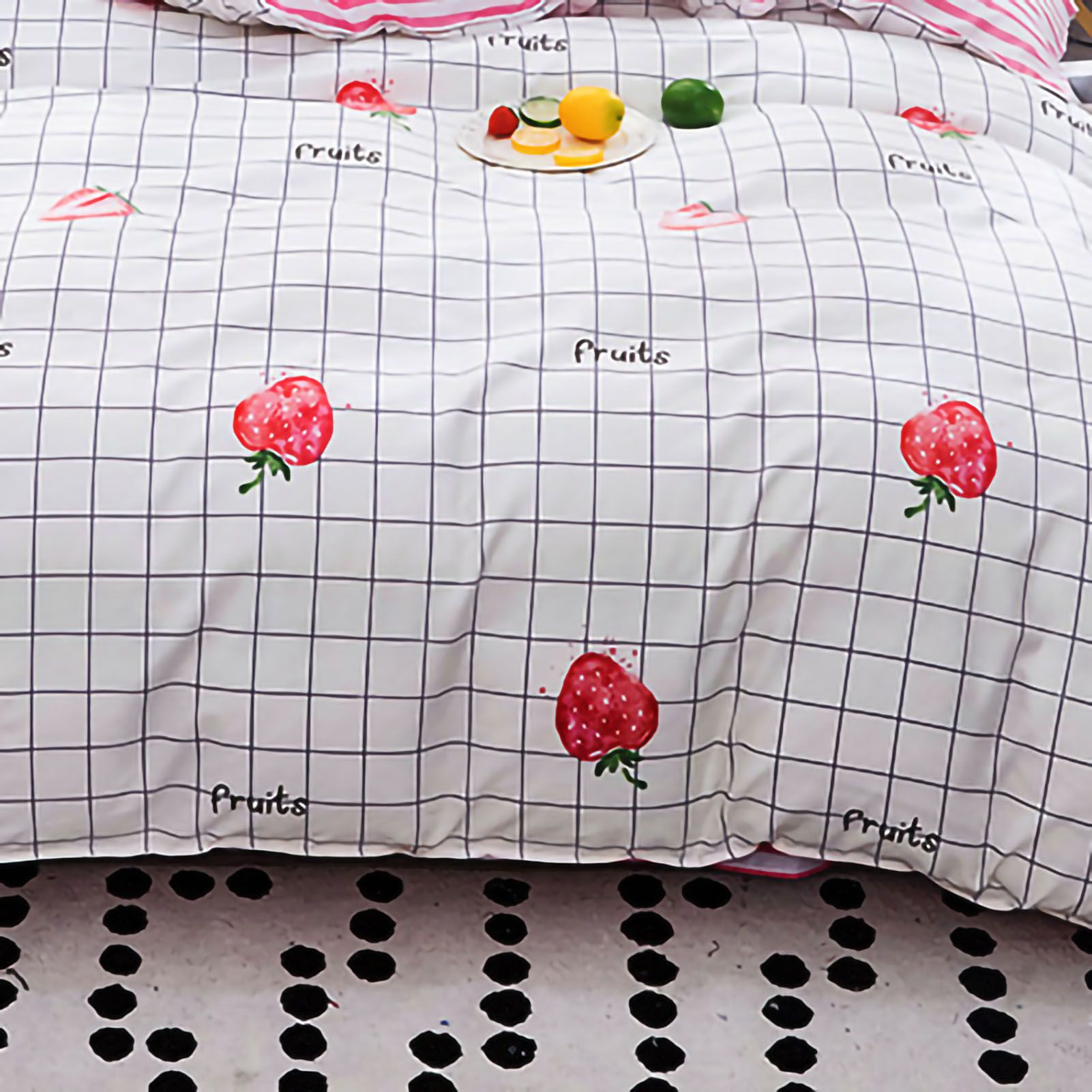 Skin Friendly Quilt Cover Thickened Polyester Soft Brushed Duvet Cover Quilt Bedding for Dormitory Bedroom Fruit 150x200cm - Image 3