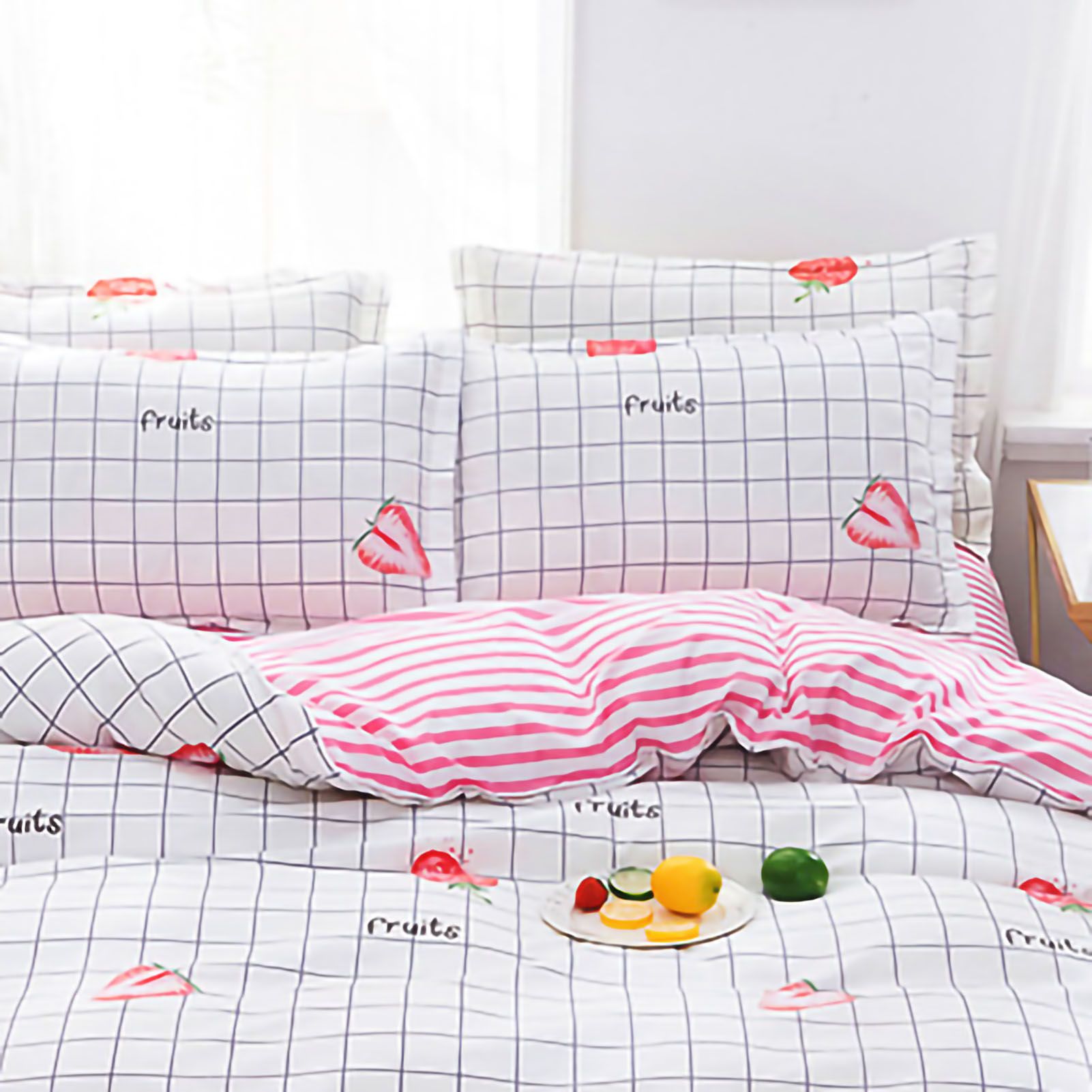 Skin Friendly Quilt Cover Thickened Polyester Soft Brushed Duvet Cover Quilt Bedding for Dormitory Bedroom Fruit 150x200cm - Image 4