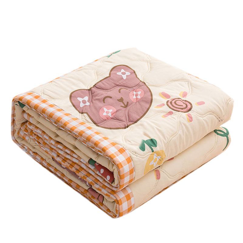 Summer Blanket Polyester Fiber Washable Skin Friendly Summer Quilt Thin Blanket Bed Accessories for Dormitory Bear 180x200cm/70.87x78.74in - Image 1