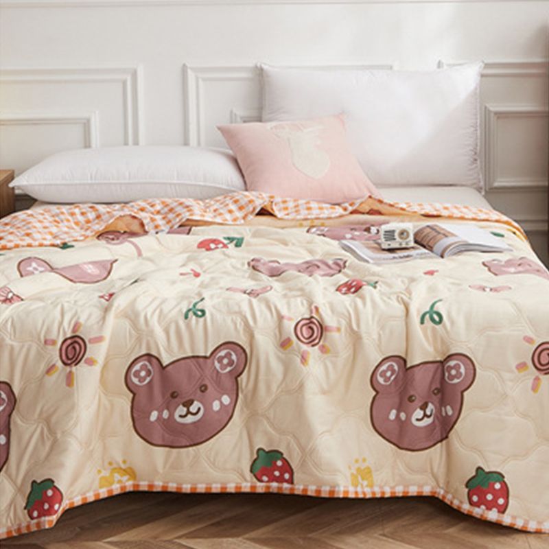 Summer Blanket Polyester Fiber Washable Skin Friendly Summer Quilt Thin Blanket Bed Accessories for Dormitory Bear 180x200cm/70.87x78.74in - Image 3