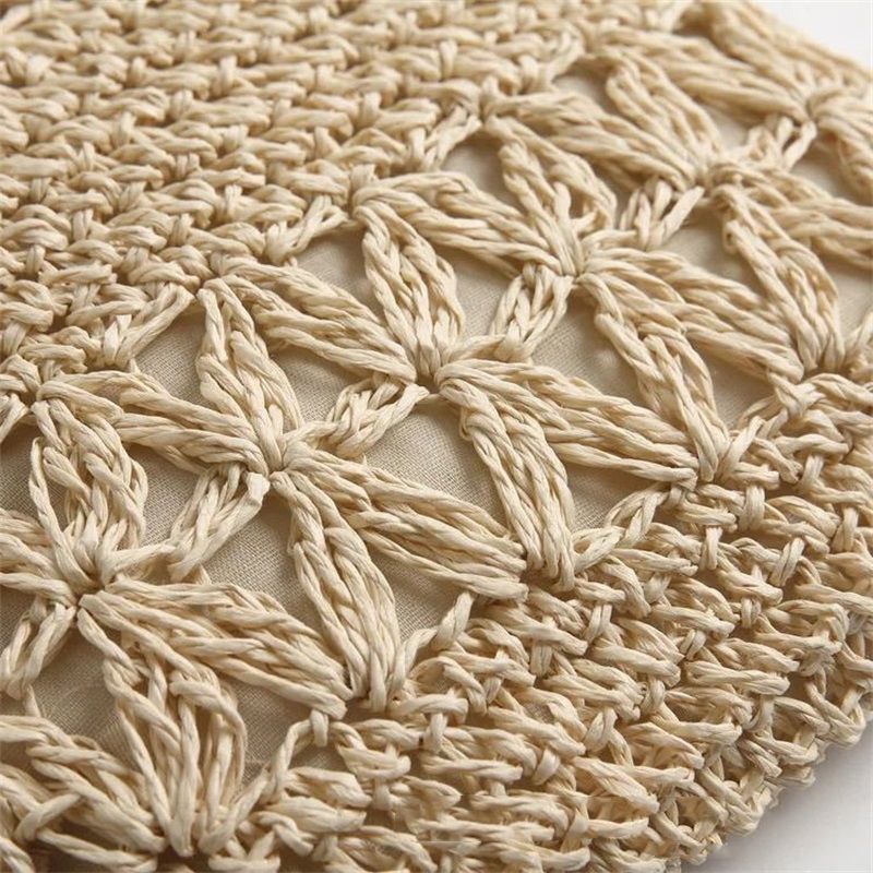 Straw Satchel Weave Bag Hand Knitting Square Shape Tassels Woven Bag for Beach Dating Beige - Image 3