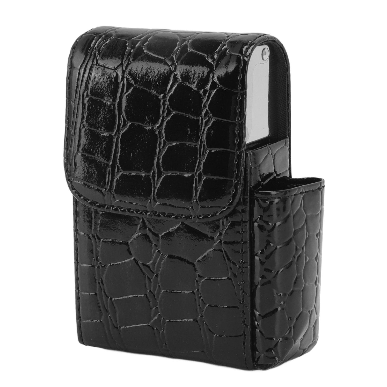 PU Leather Cigarette Box Multifunctional 20 Cigarettes Capacity Portable Card Case for Daily Home Black - Image 1