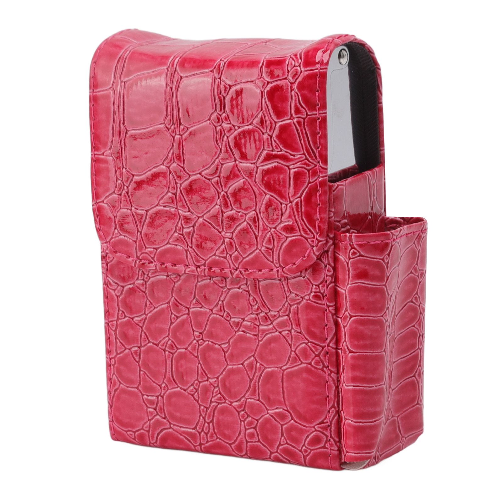 PU Leather Cigarette Box Multifunctional 20 Cigarettes Capacity Portable Card Case for Daily Home Rose Red - Image 1