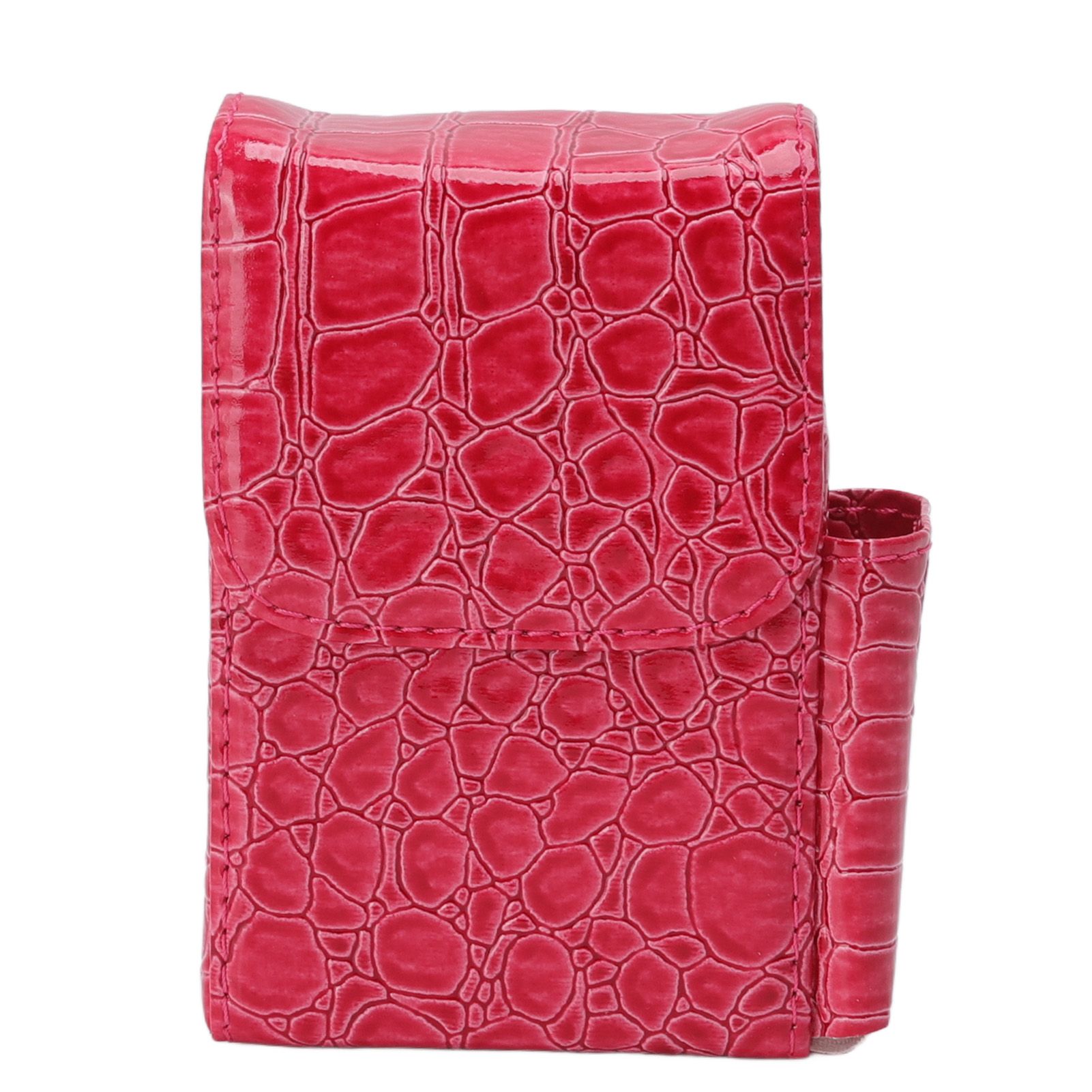PU Leather Cigarette Box Multifunctional 20 Cigarettes Capacity Portable Card Case for Daily Home Rose Red - Image 2