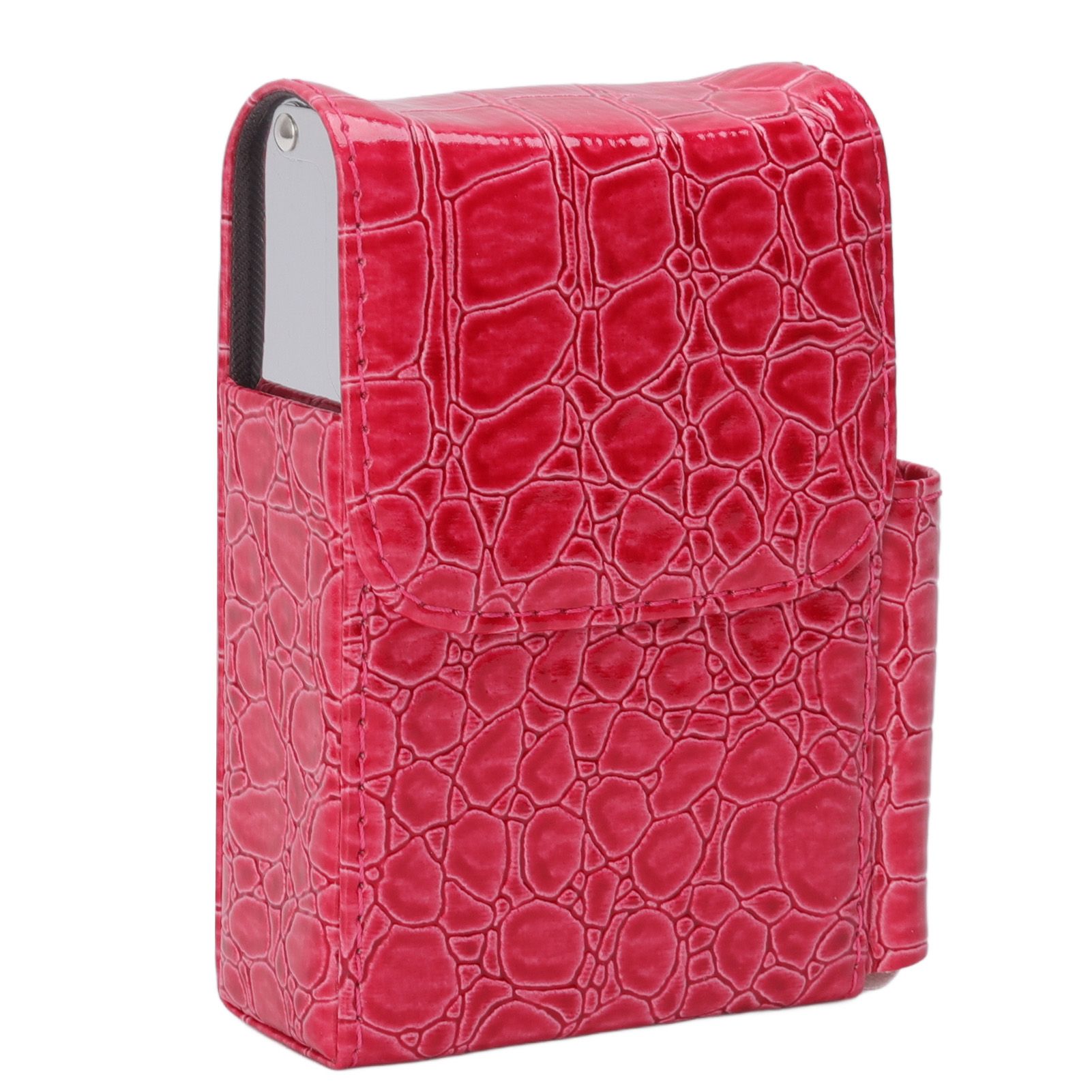 PU Leather Cigarette Box Multifunctional 20 Cigarettes Capacity Portable Card Case for Daily Home Rose Red - Image 3