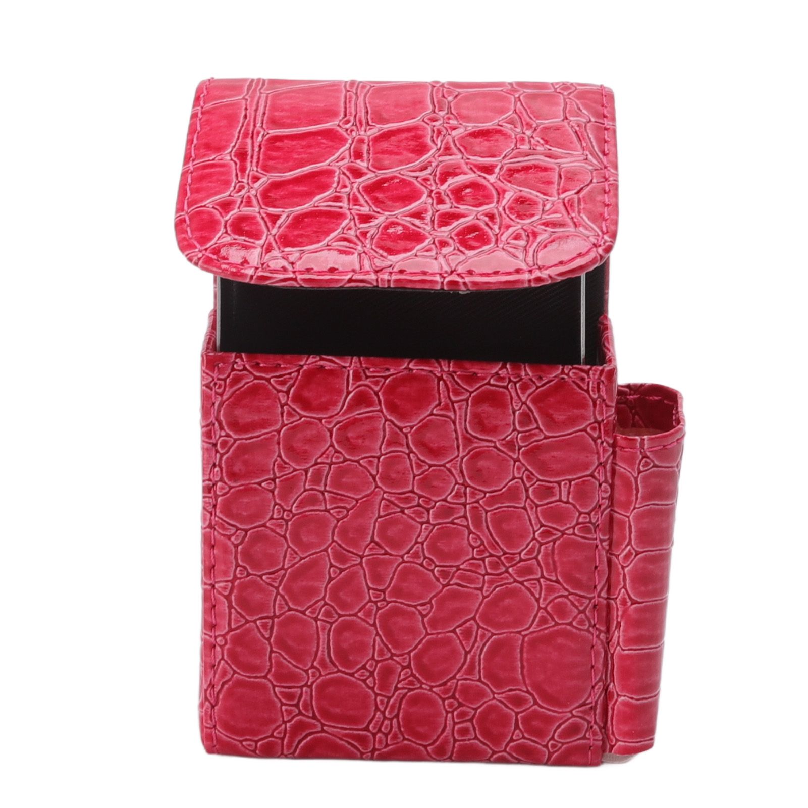 PU Leather Cigarette Box Multifunctional 20 Cigarettes Capacity Portable Card Case for Daily Home Rose Red - Image 4