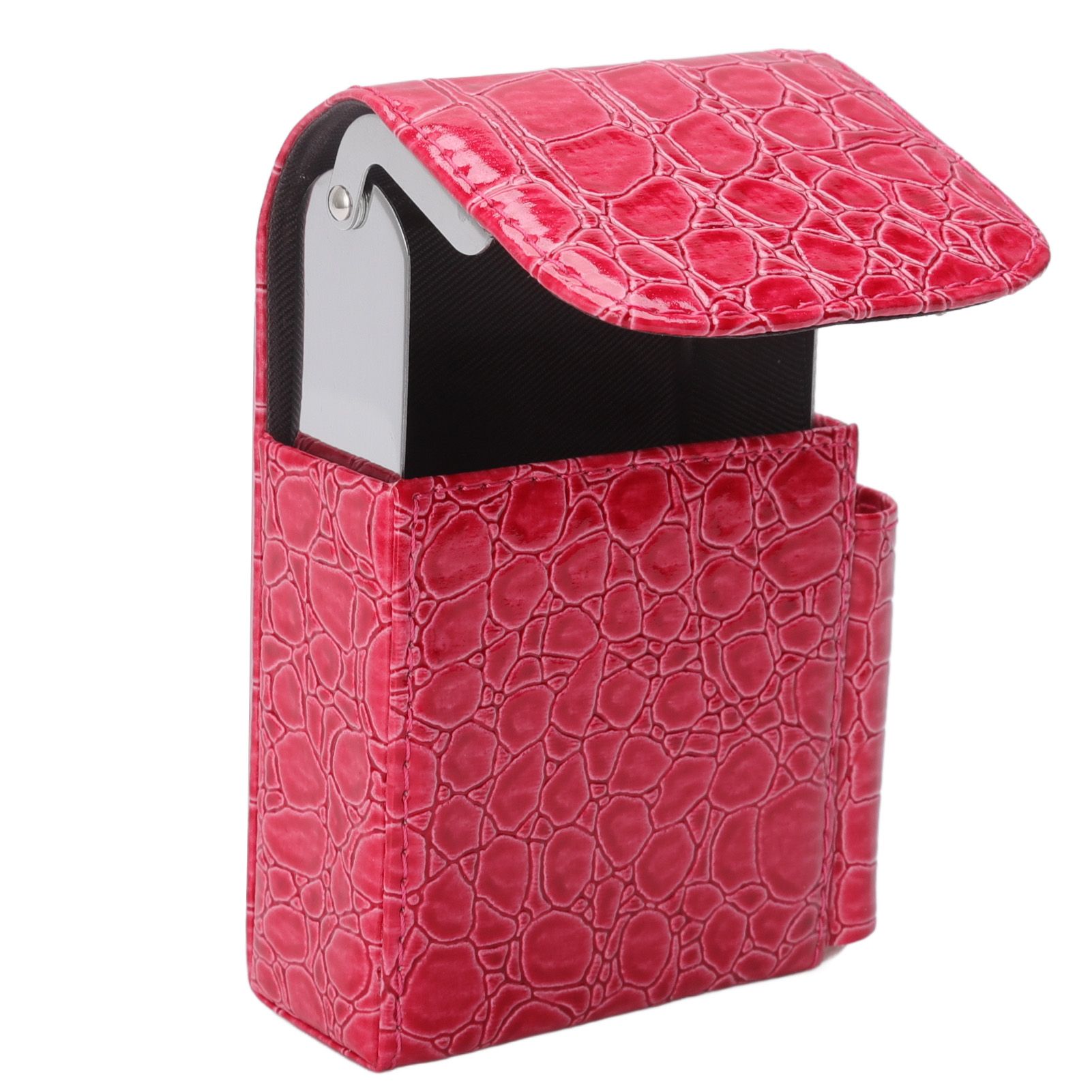 PU Leather Cigarette Box Multifunctional 20 Cigarettes Capacity Portable Card Case for Daily Home Rose Red - Image 5