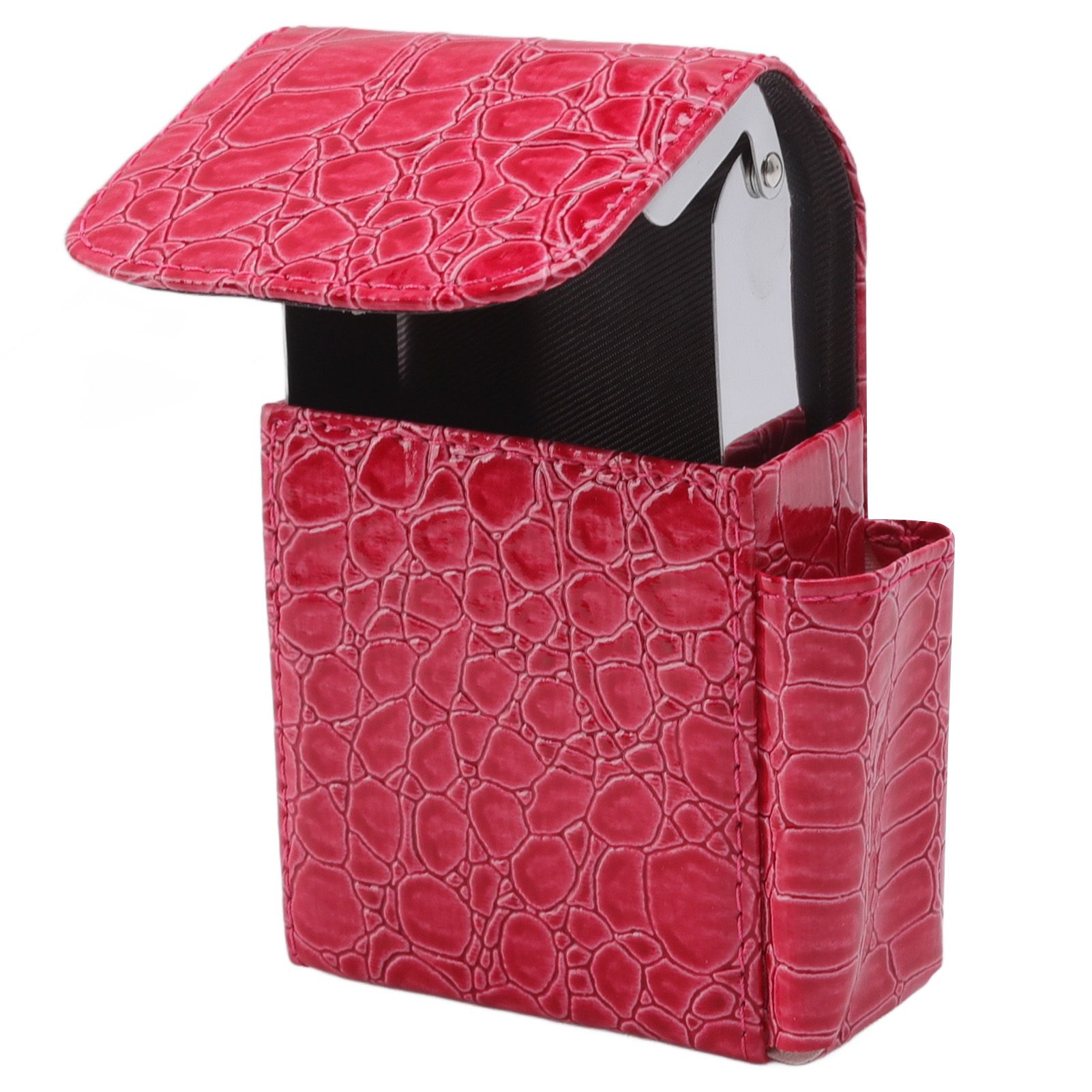 PU Leather Cigarette Box Multifunctional 20 Cigarettes Capacity Portable Card Case for Daily Home Rose Red - Image 6