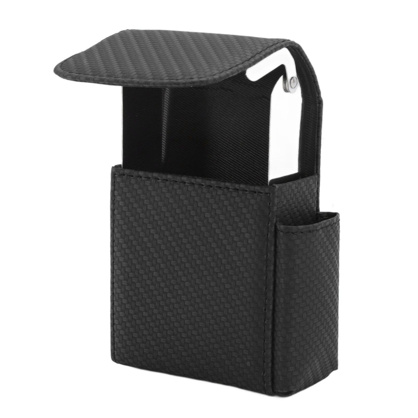 PU Leather Cigarette Box Woven Pattern Cigarette and Lighter Holder Multifunctional 20 Pieces Cigarette Case Black - Image 4