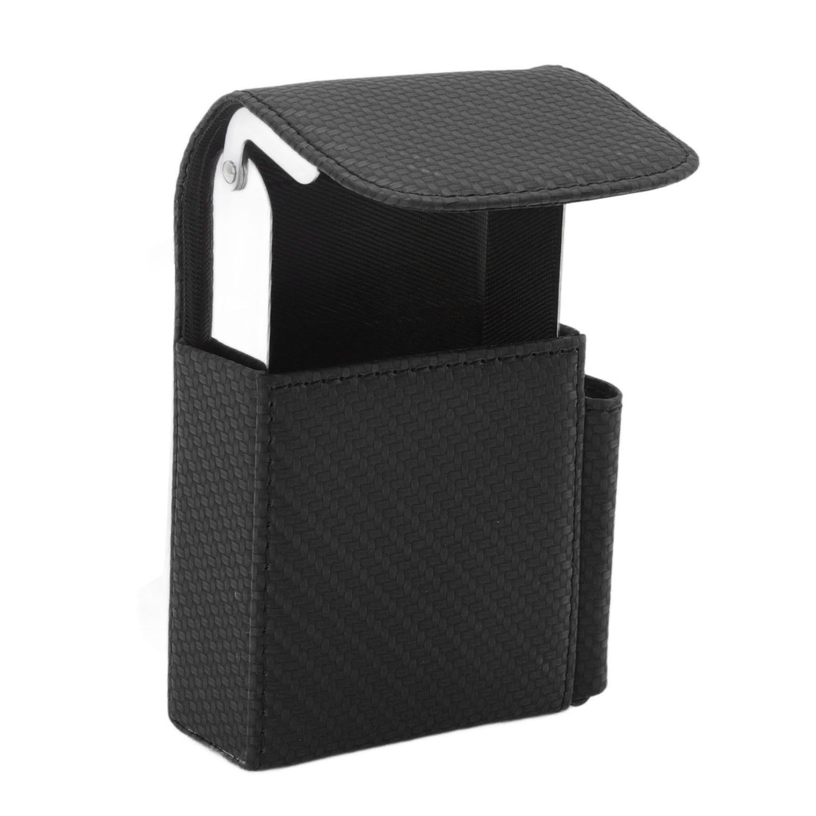 PU Leather Cigarette Box Woven Pattern Cigarette and Lighter Holder Multifunctional 20 Pieces Cigarette Case Black - Image 6