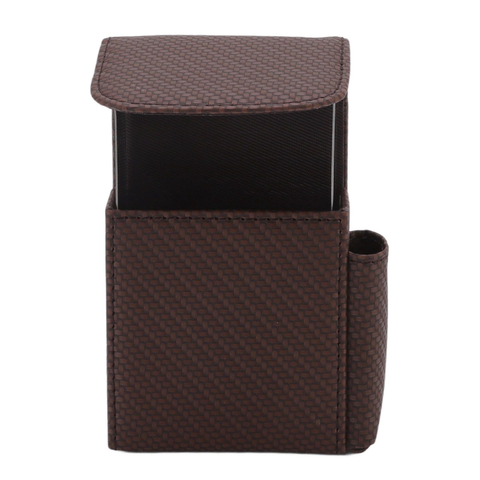 PU Leather Cigarette Box Woven Pattern Cigarette and Lighter Holder Multifunctional 20 Pieces Cigarette Case Brown - Image 5