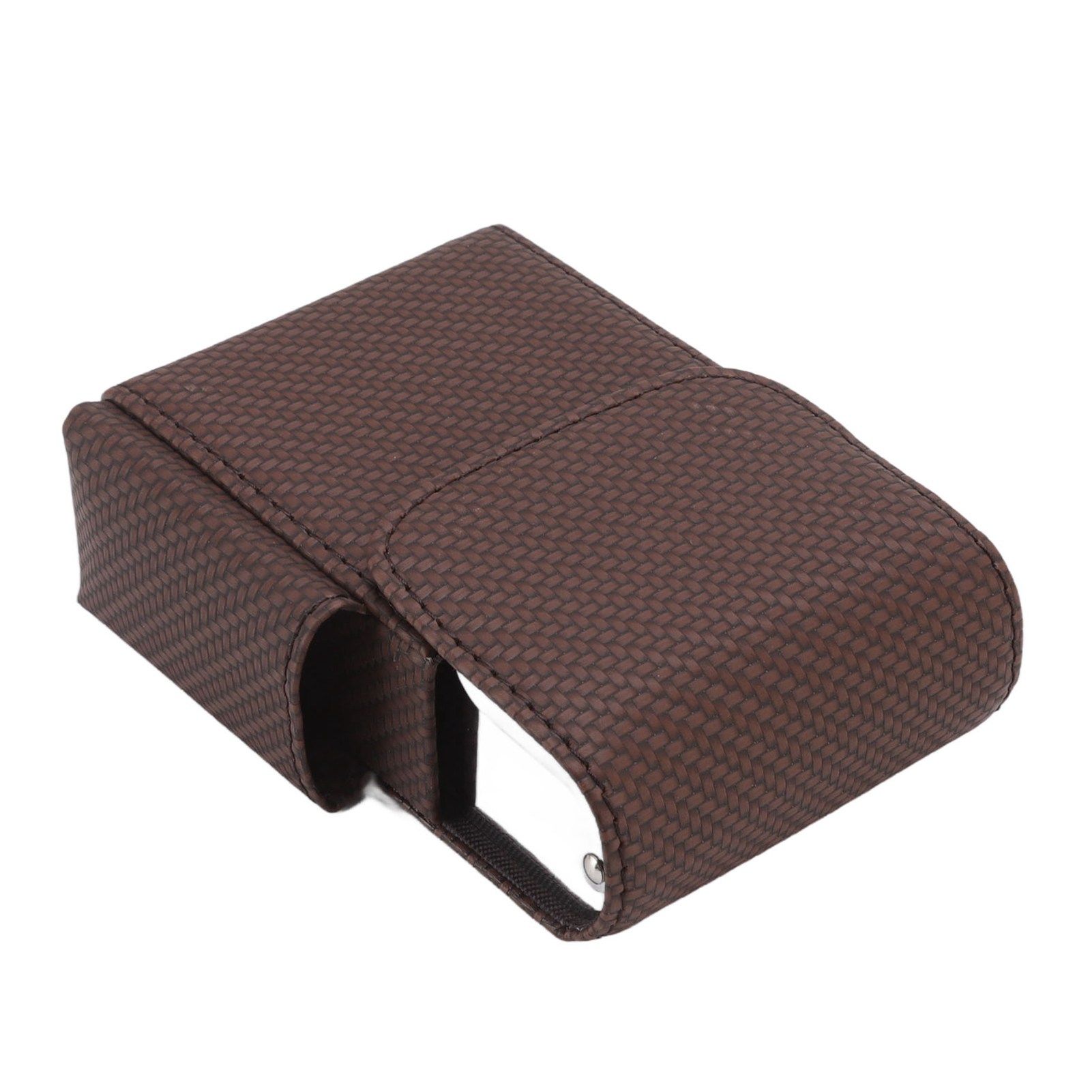 PU Leather Cigarette Box Woven Pattern Cigarette and Lighter Holder Multifunctional 20 Pieces Cigarette Case Brown - Image 7