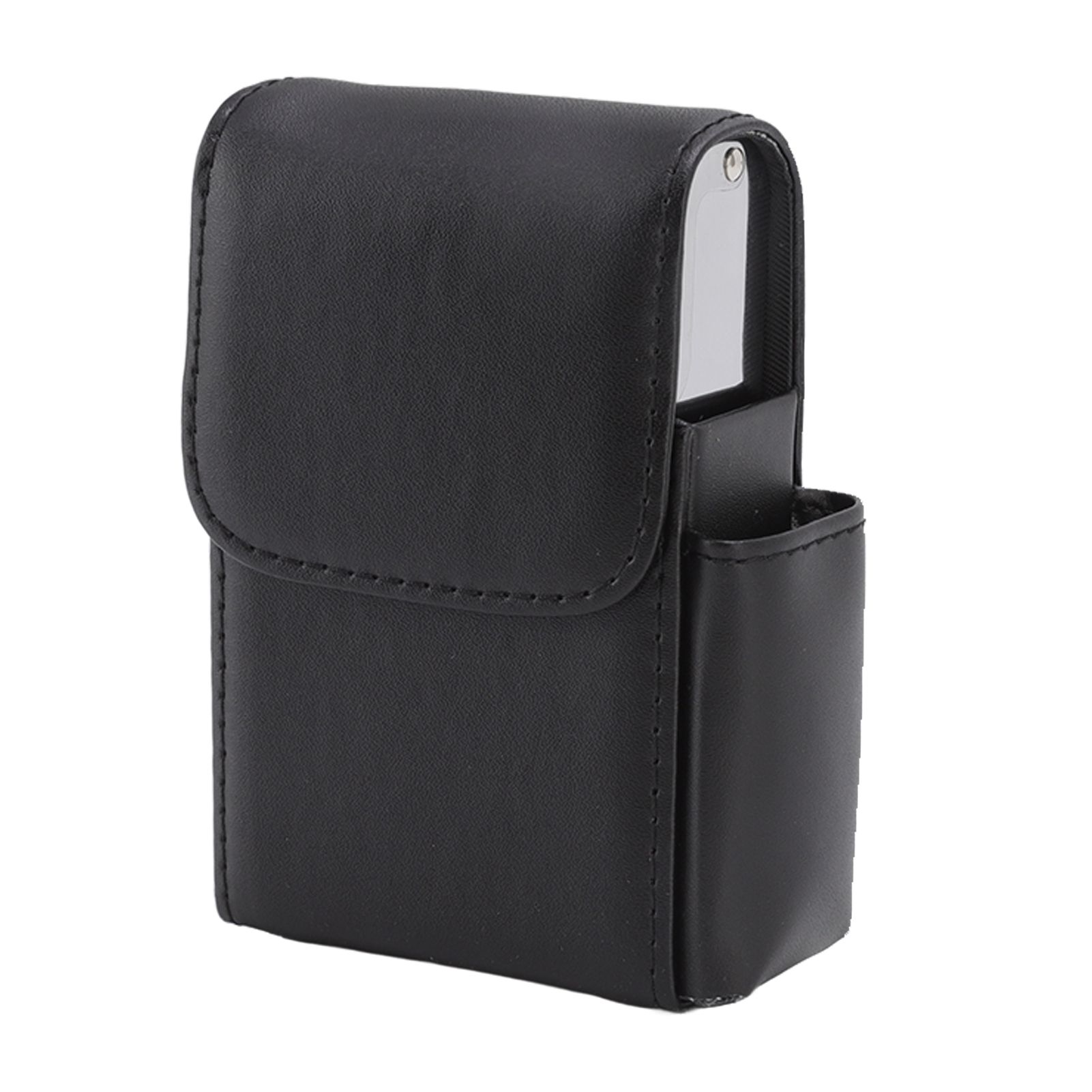 PU Cigarette Case with Lighter Holder 20 Packs Cigarette Box Wallet Design for Men Smoke Tools Black - Image 2