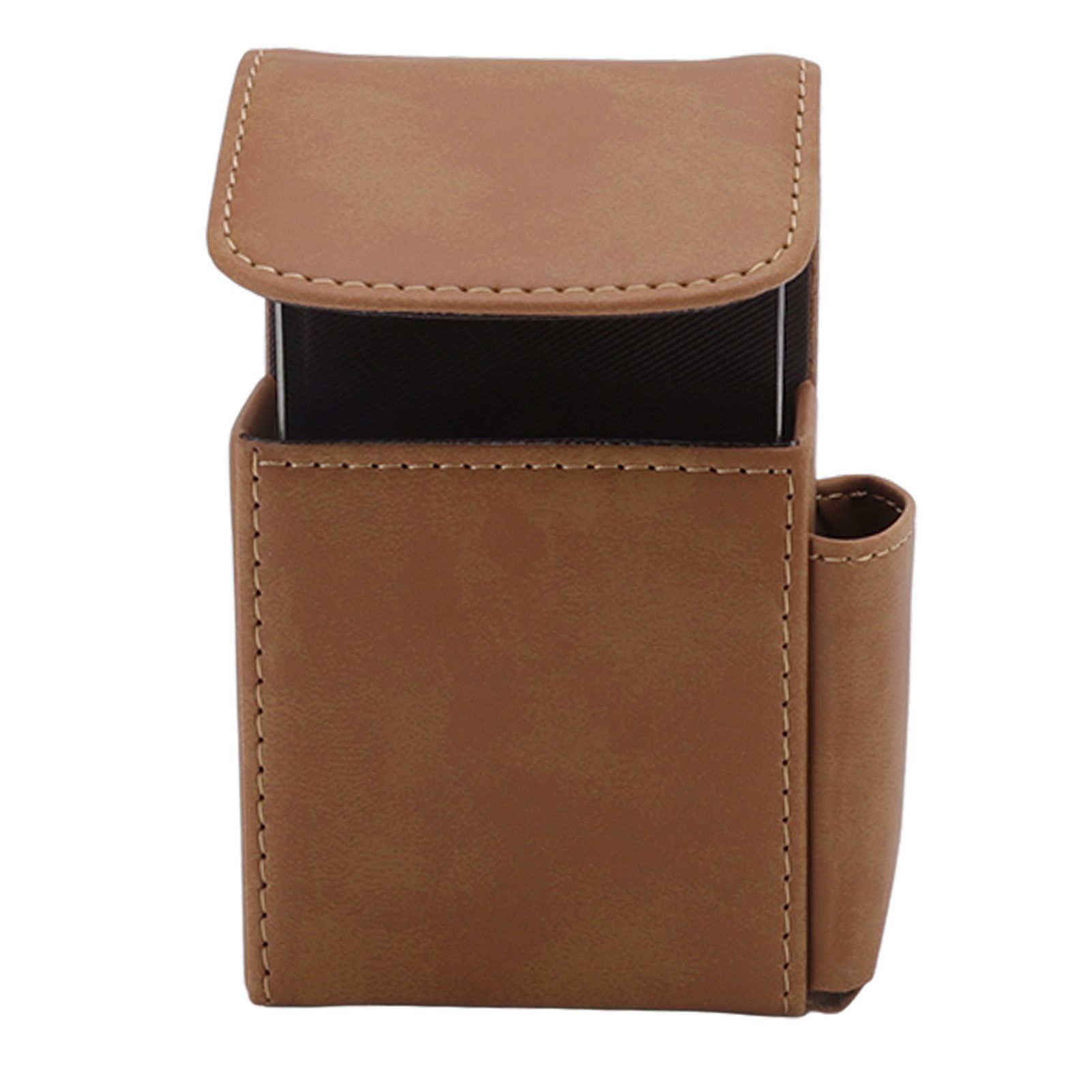 PU Cigarette Case with Lighter Holder 20 Packs Cigarette Box Wallet Design for Men Smoke Tools Brown - Image 1