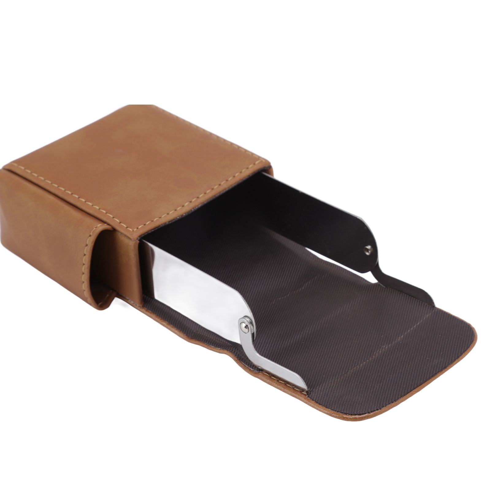 PU Cigarette Case with Lighter Holder 20 Packs Cigarette Box Wallet Design for Men Smoke Tools Brown - Image 3