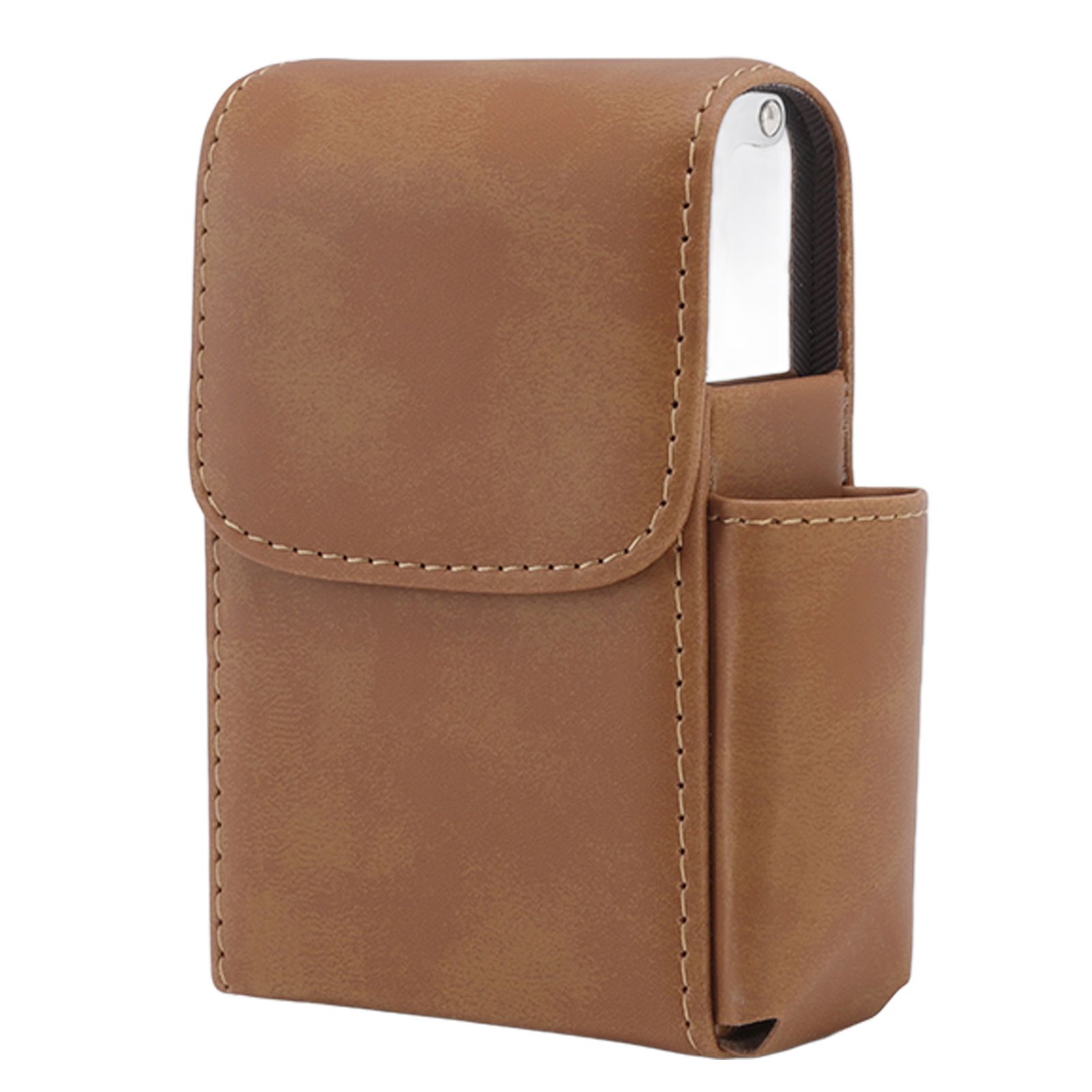 PU Cigarette Case with Lighter Holder 20 Packs Cigarette Box Wallet Design for Men Smoke Tools Brown - Image 5