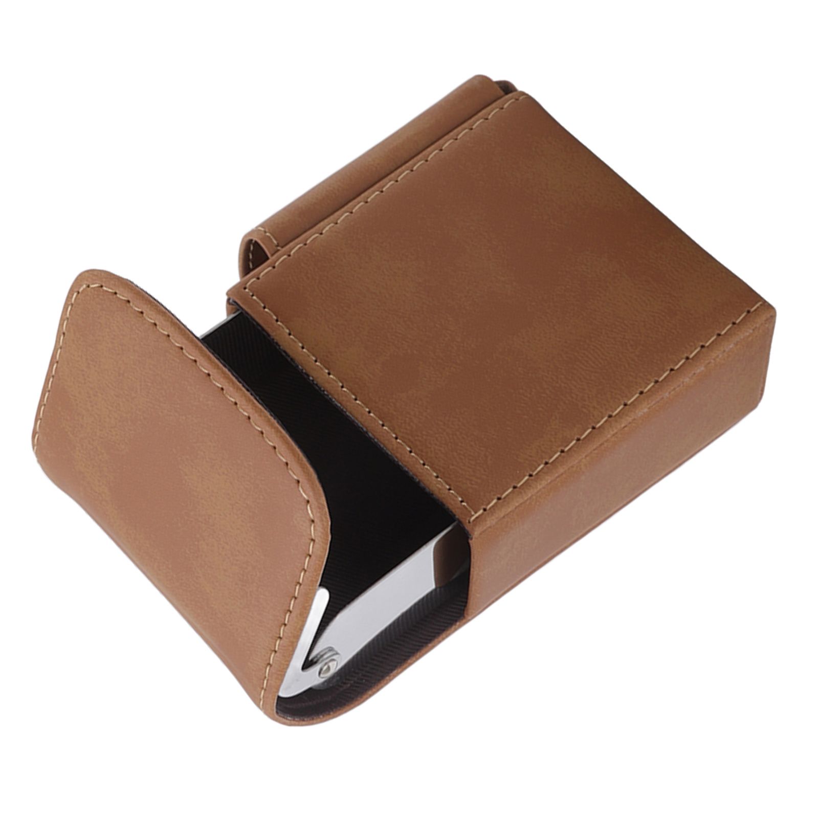 PU Cigarette Case with Lighter Holder 20 Packs Cigarette Box Wallet Design for Men Smoke Tools Brown - Image 8