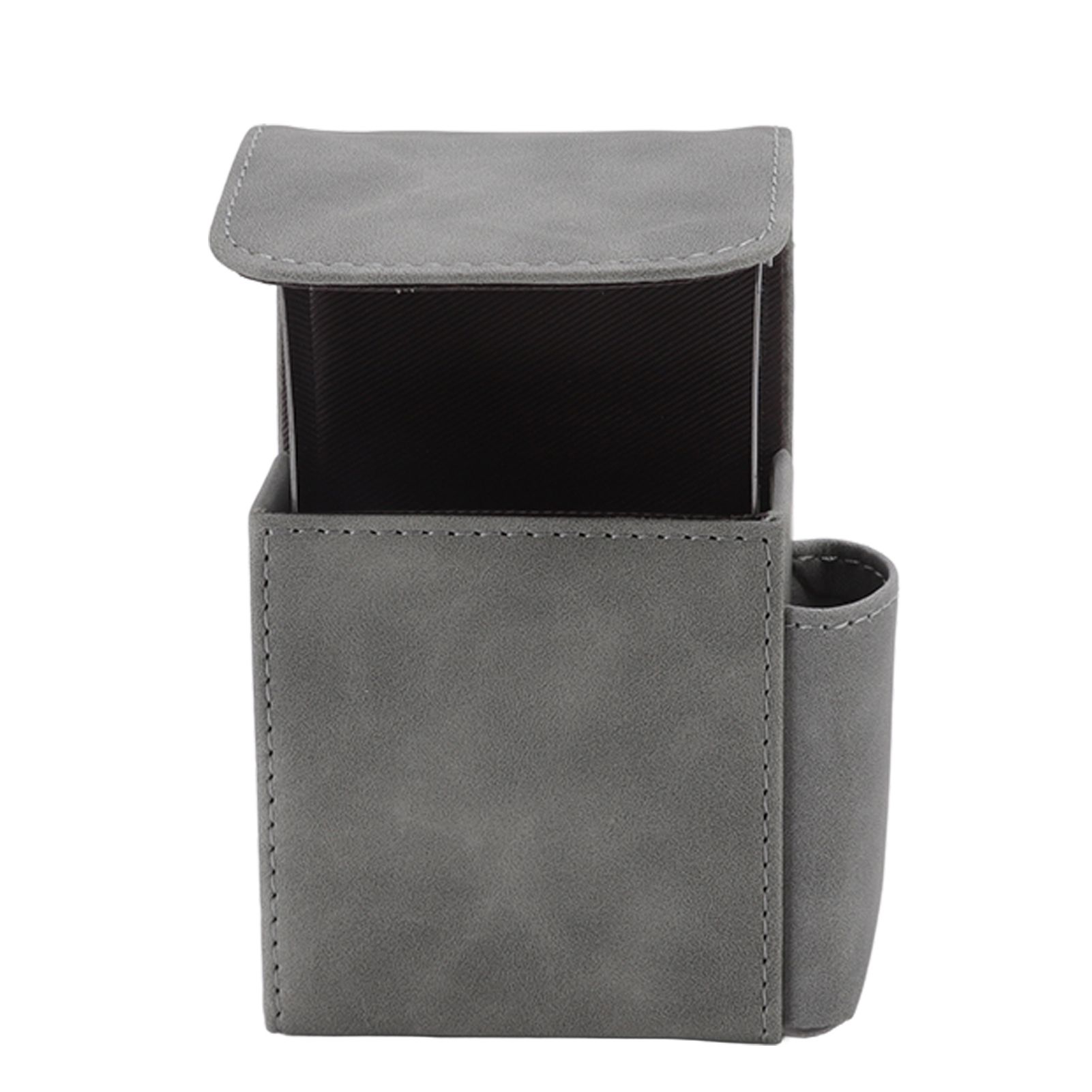 PU Cigarette Case with Lighter Holder 20 Packs Cigarette Box Wallet Design for Men Smoke Tools Gray - Image 1