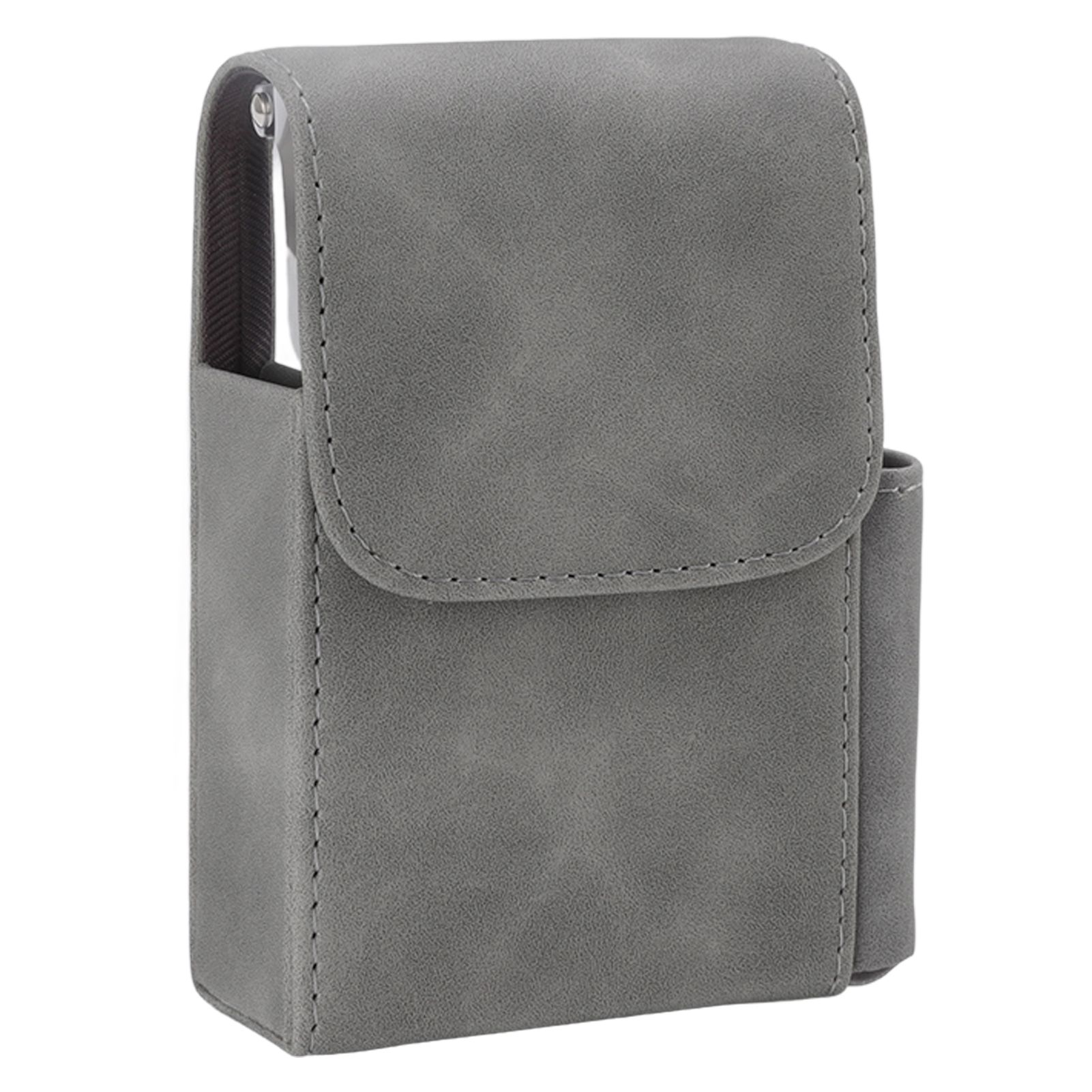 PU Cigarette Case with Lighter Holder 20 Packs Cigarette Box Wallet Design for Men Smoke Tools Gray - Image 2