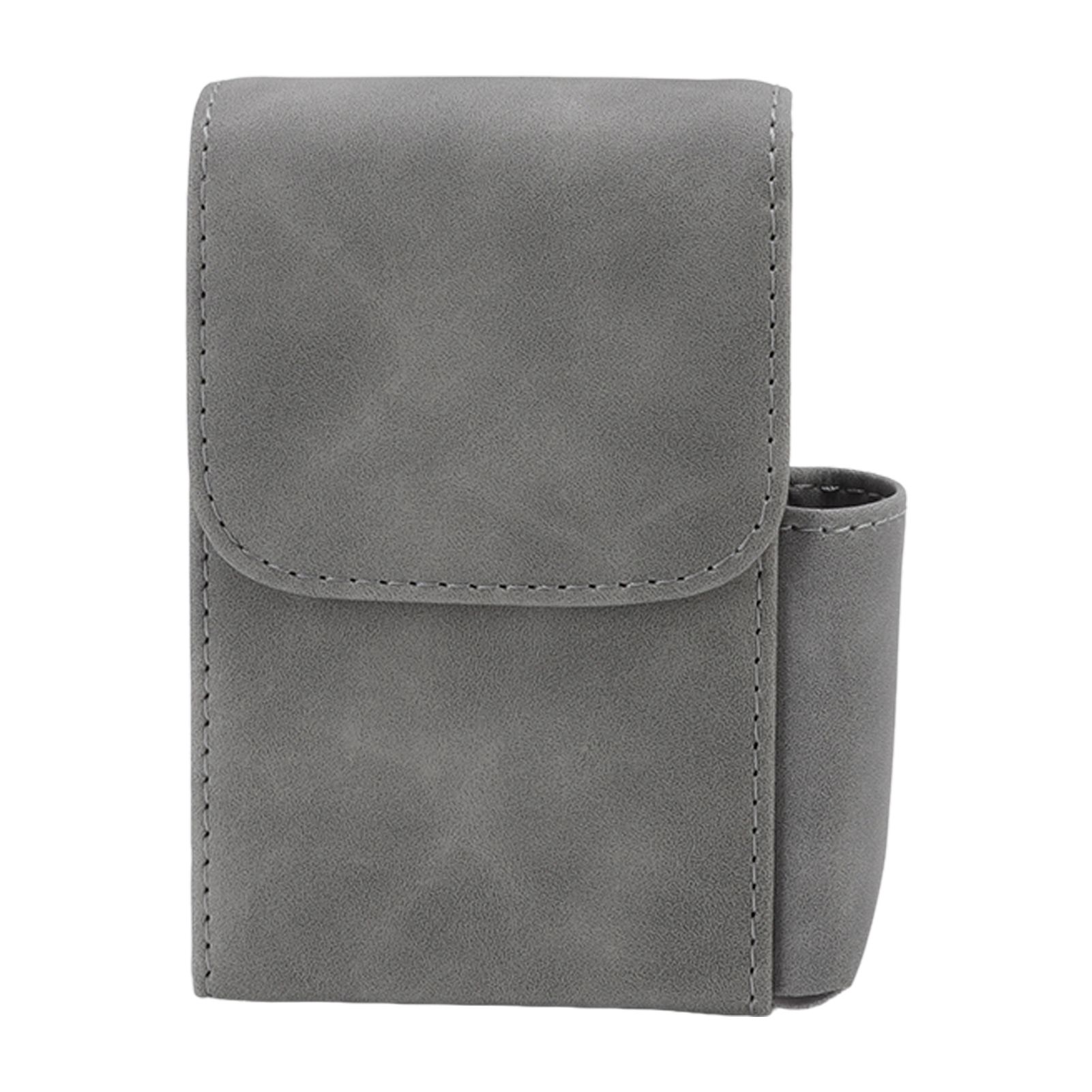 PU Cigarette Case with Lighter Holder 20 Packs Cigarette Box Wallet Design for Men Smoke Tools Gray - Image 4