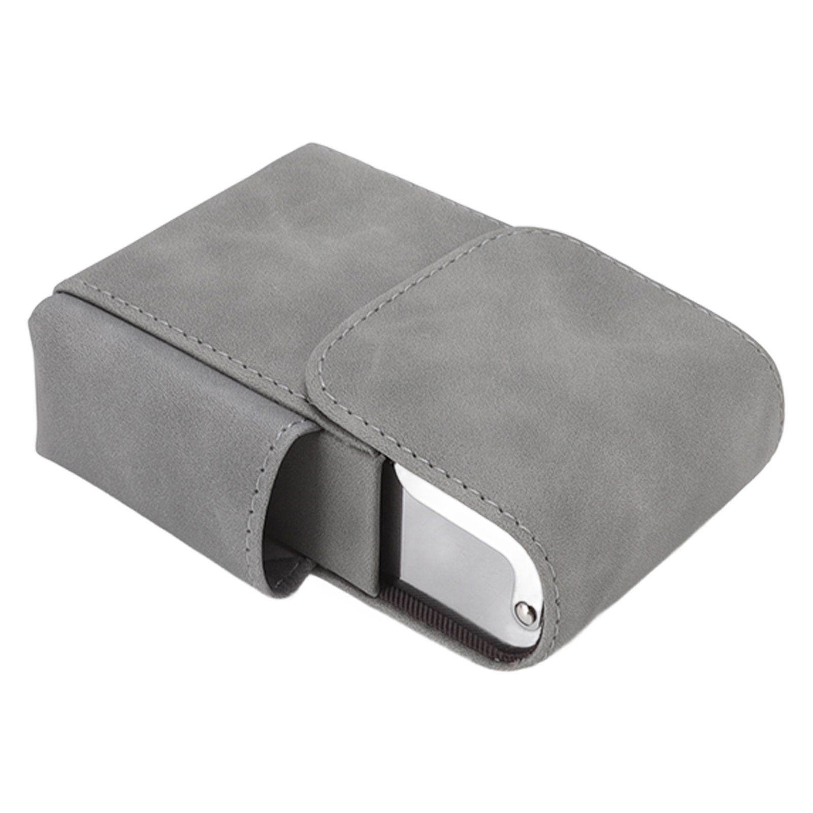 PU Cigarette Case with Lighter Holder 20 Packs Cigarette Box Wallet Design for Men Smoke Tools Gray - Image 5