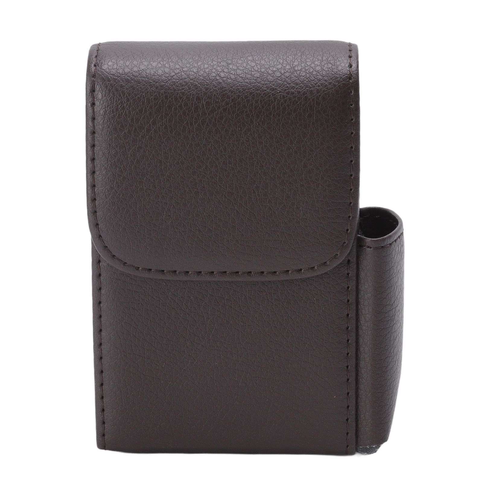 PU Leather Cigarette Box Anti Scratch Protective Storage Card Case with Lighter Holder Brown - Image 1